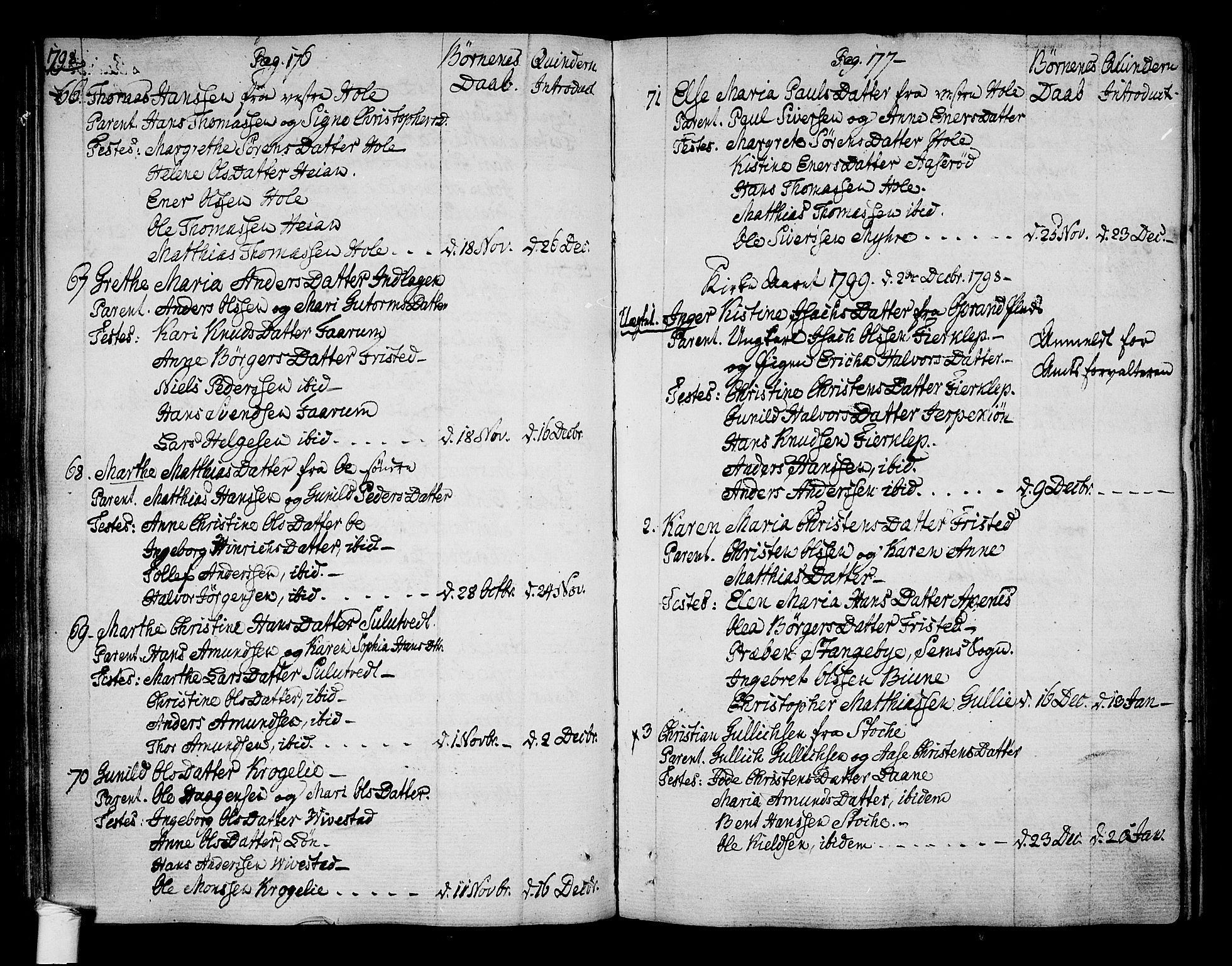 Ramnes kirkebøker, SAKO/A-314/F/Fa/L0003: Parish register (official) no. I 3, 1790-1813, p. 176-177