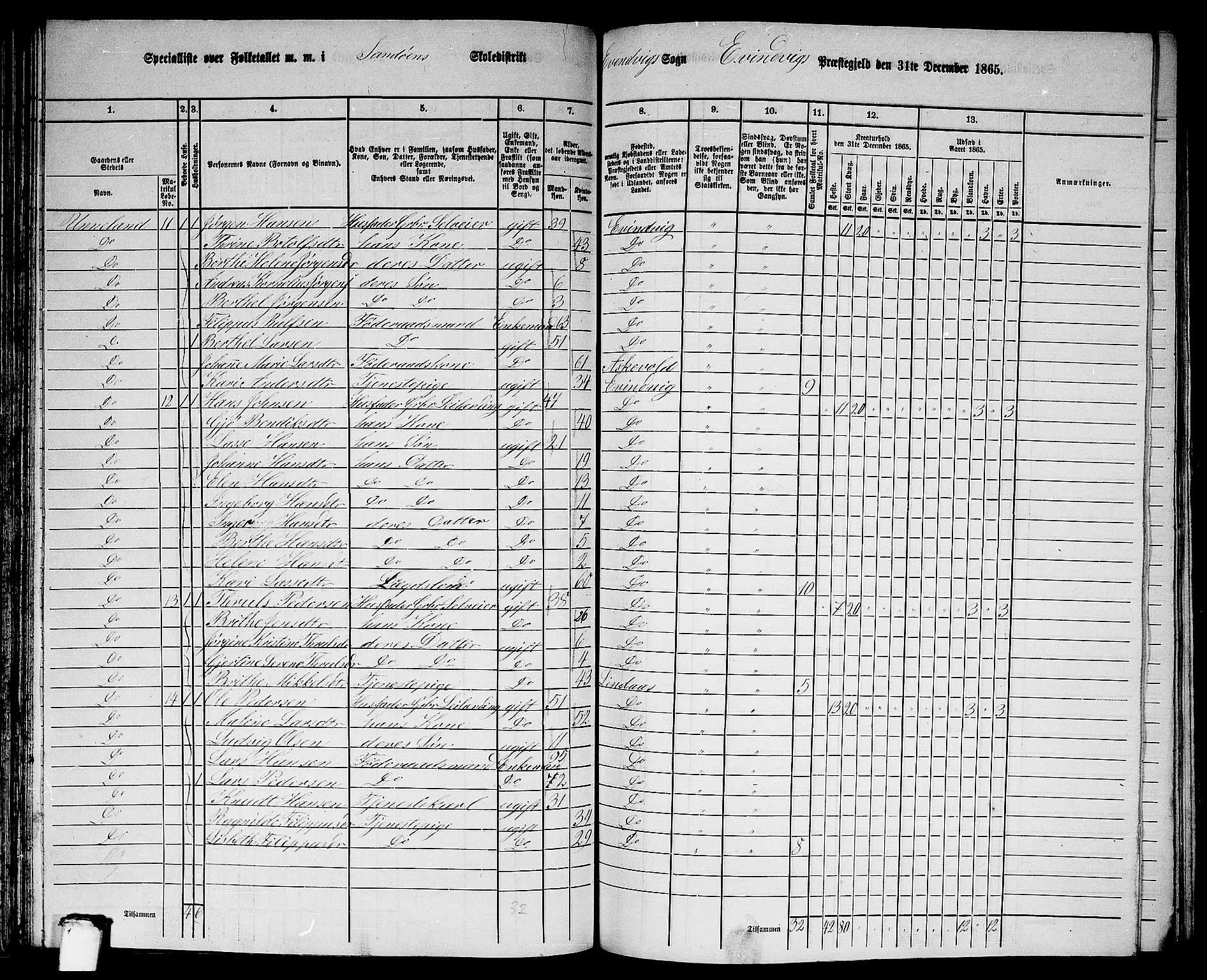 RA, 1865 census for Eivindvik, 1865, p. 88