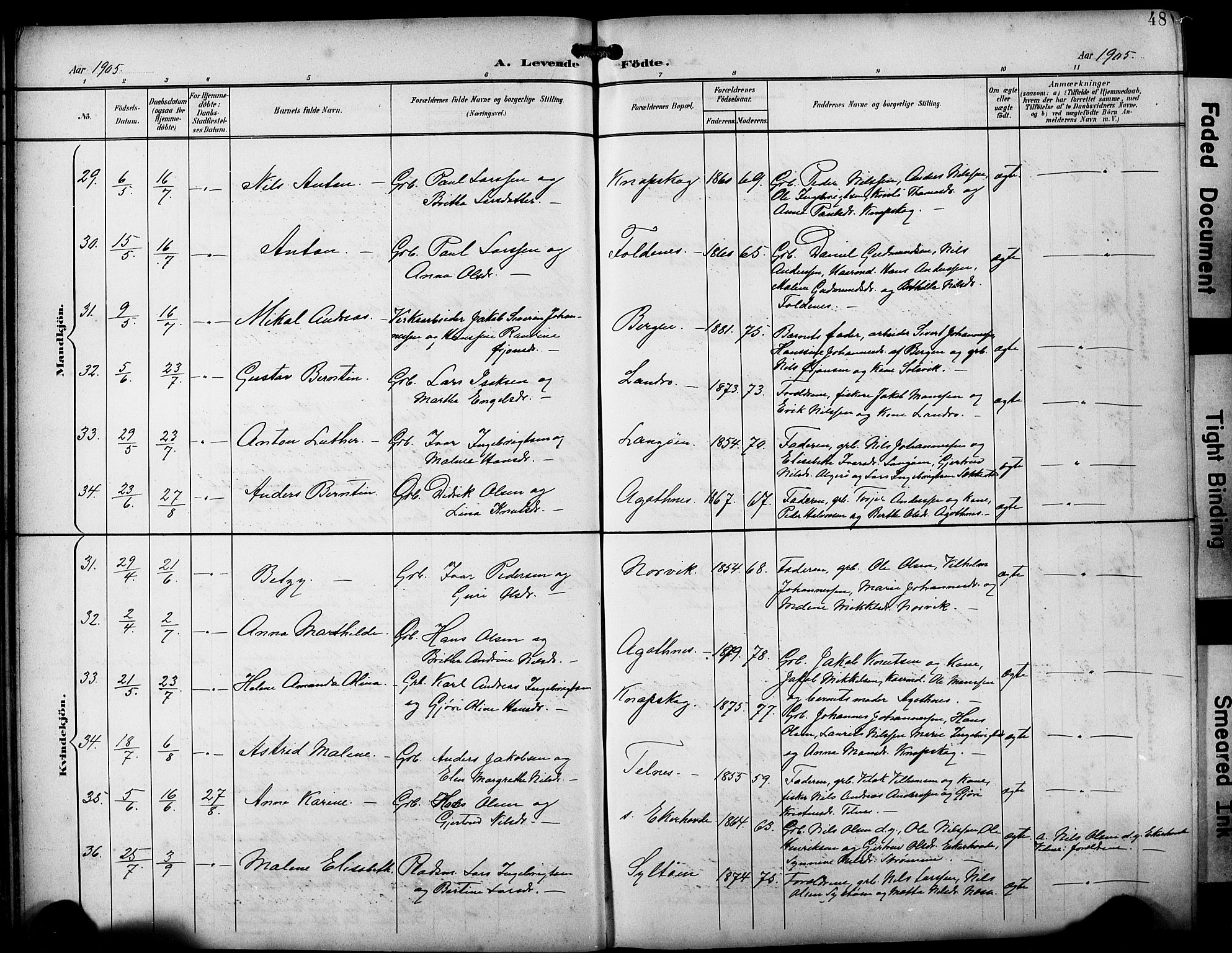 Fjell sokneprestembete, AV/SAB-A-75301/H/Hab: Parish register (copy) no. A 5, 1899-1918, p. 48
