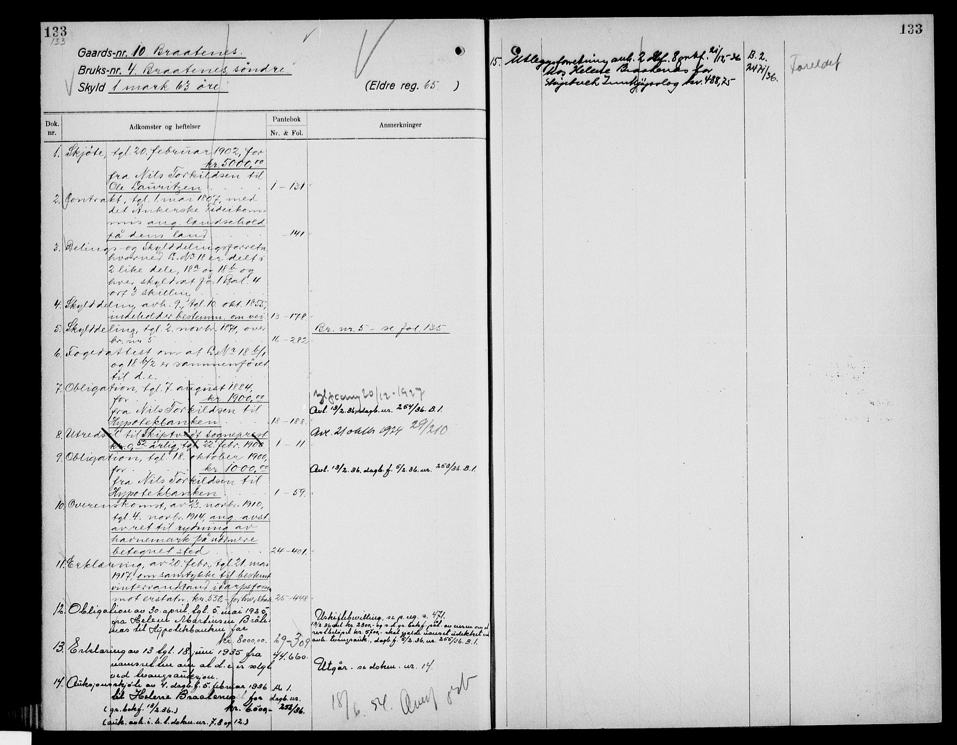 Moss sorenskriveri, AV/SAO-A-10168: Mortgage register no. V 1, 1781-1954, p. 133