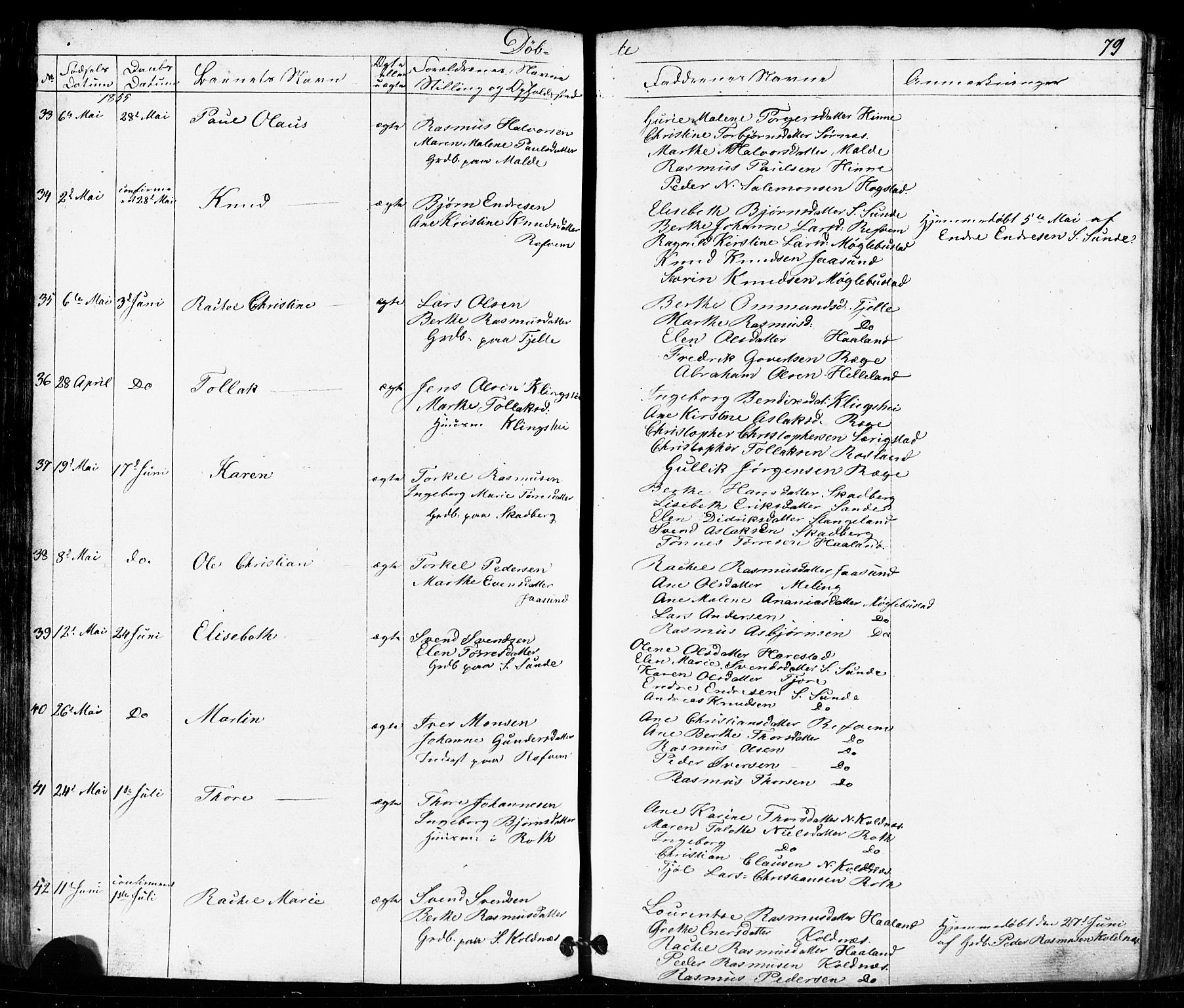 Håland sokneprestkontor, AV/SAST-A-101802/001/30BB/L0002: Parish register (copy) no. B 2, 1845-1872, p. 79