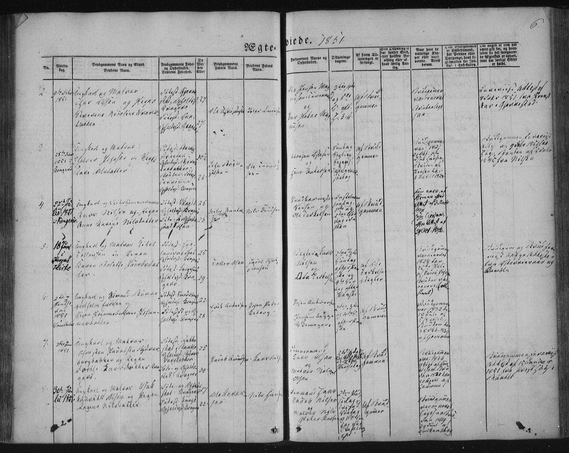 Kragerø kirkebøker, SAKO/A-278/F/Fa/L0006: Parish register (official) no. 6, 1847-1861, p. 6
