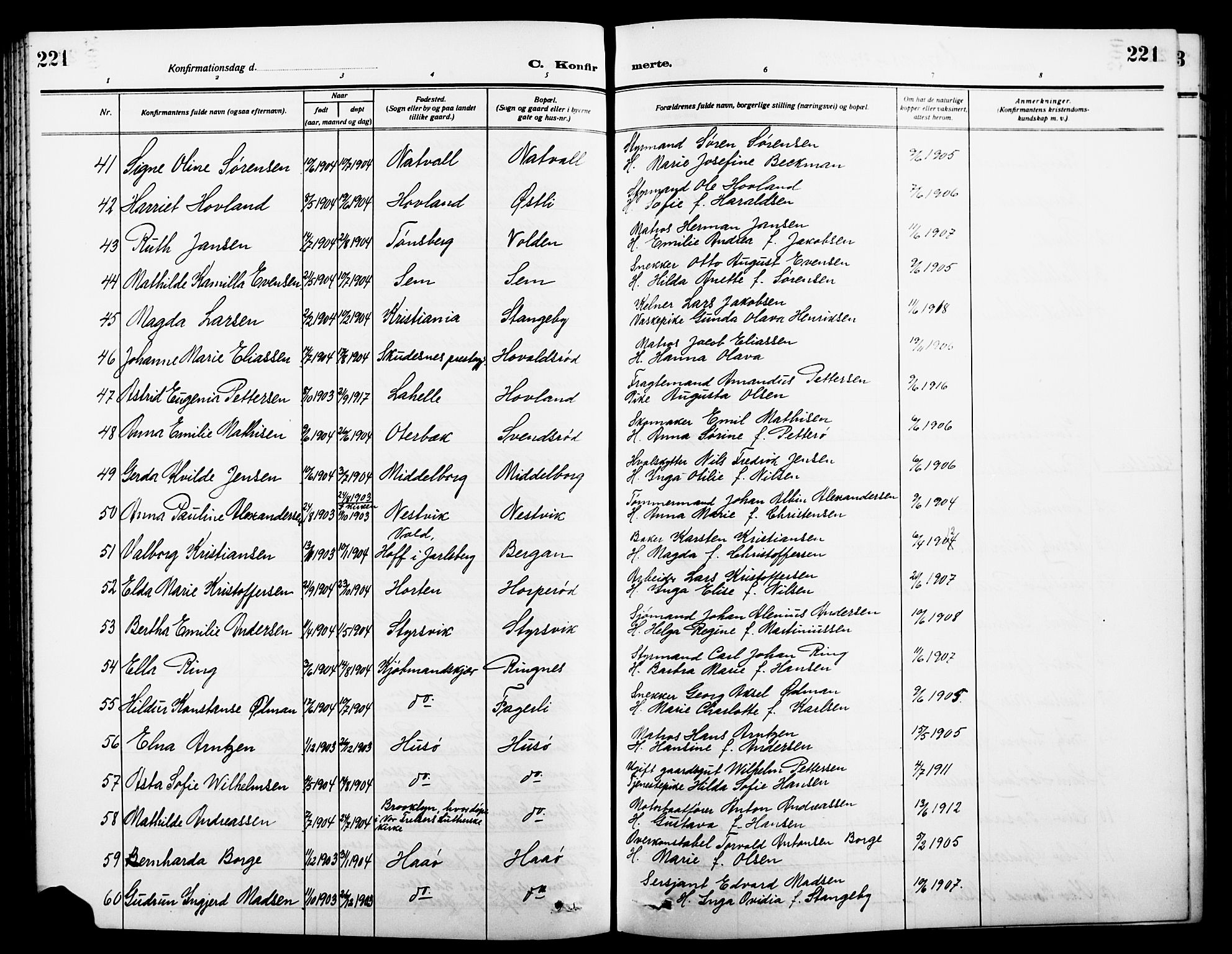 Nøtterøy kirkebøker, AV/SAKO-A-354/G/Ga/L0005: Parish register (copy) no. I 5, 1910-1924, p. 221