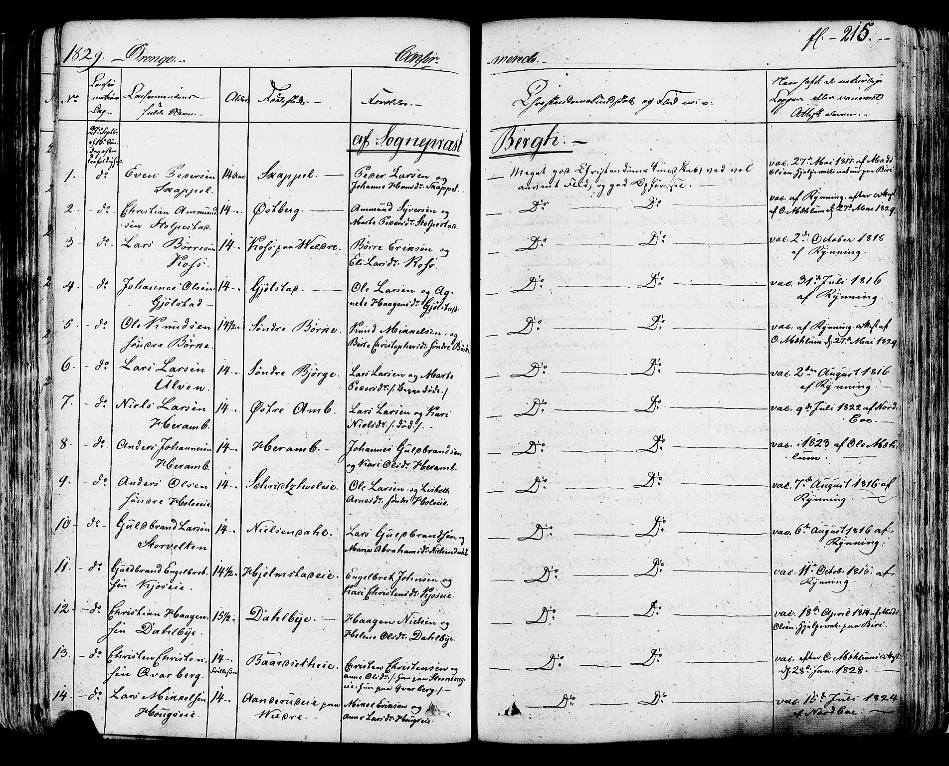 Ringsaker prestekontor, AV/SAH-PREST-014/K/Ka/L0007: Parish register (official) no. 7A, 1826-1837, p. 215