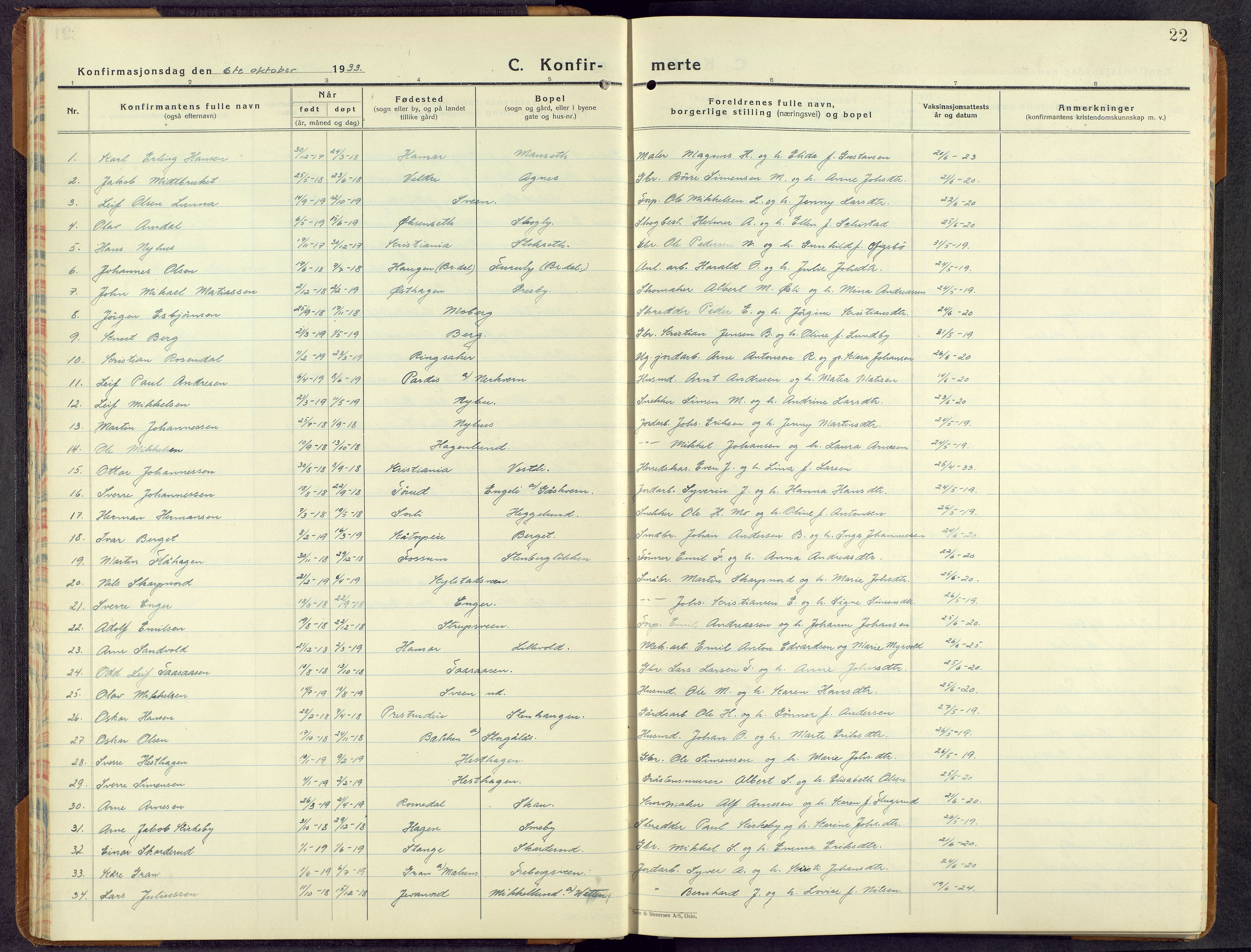 Furnes prestekontor, AV/SAH-PREST-012/L/La/L0004: Parish register (copy) no. 4, 1926-1970, p. 21b-22a