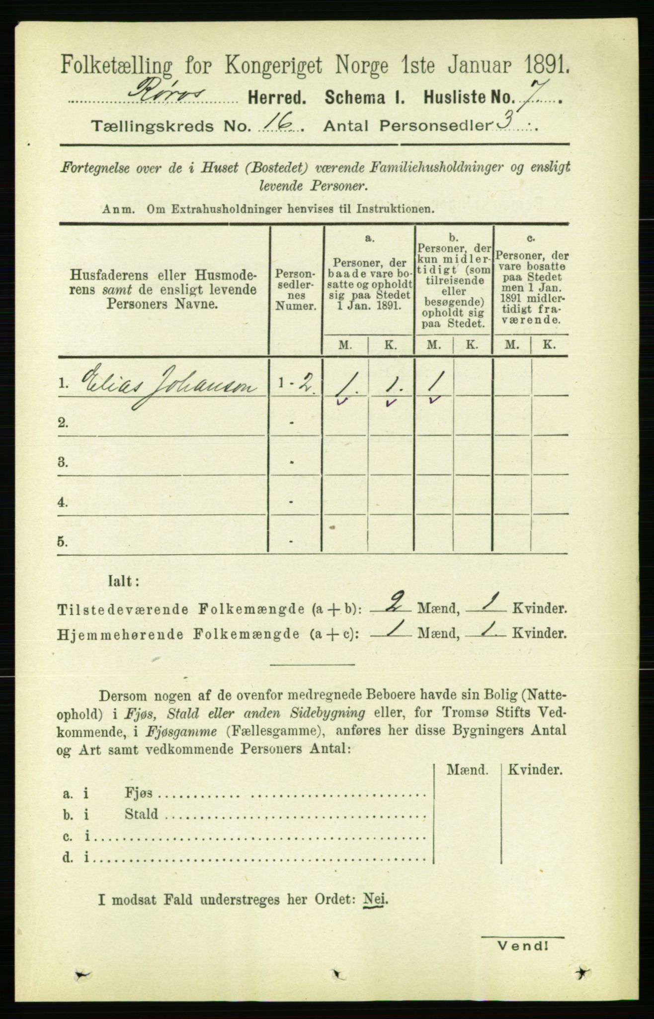 RA, 1891 census for 1640 Røros, 1891, p. 3687