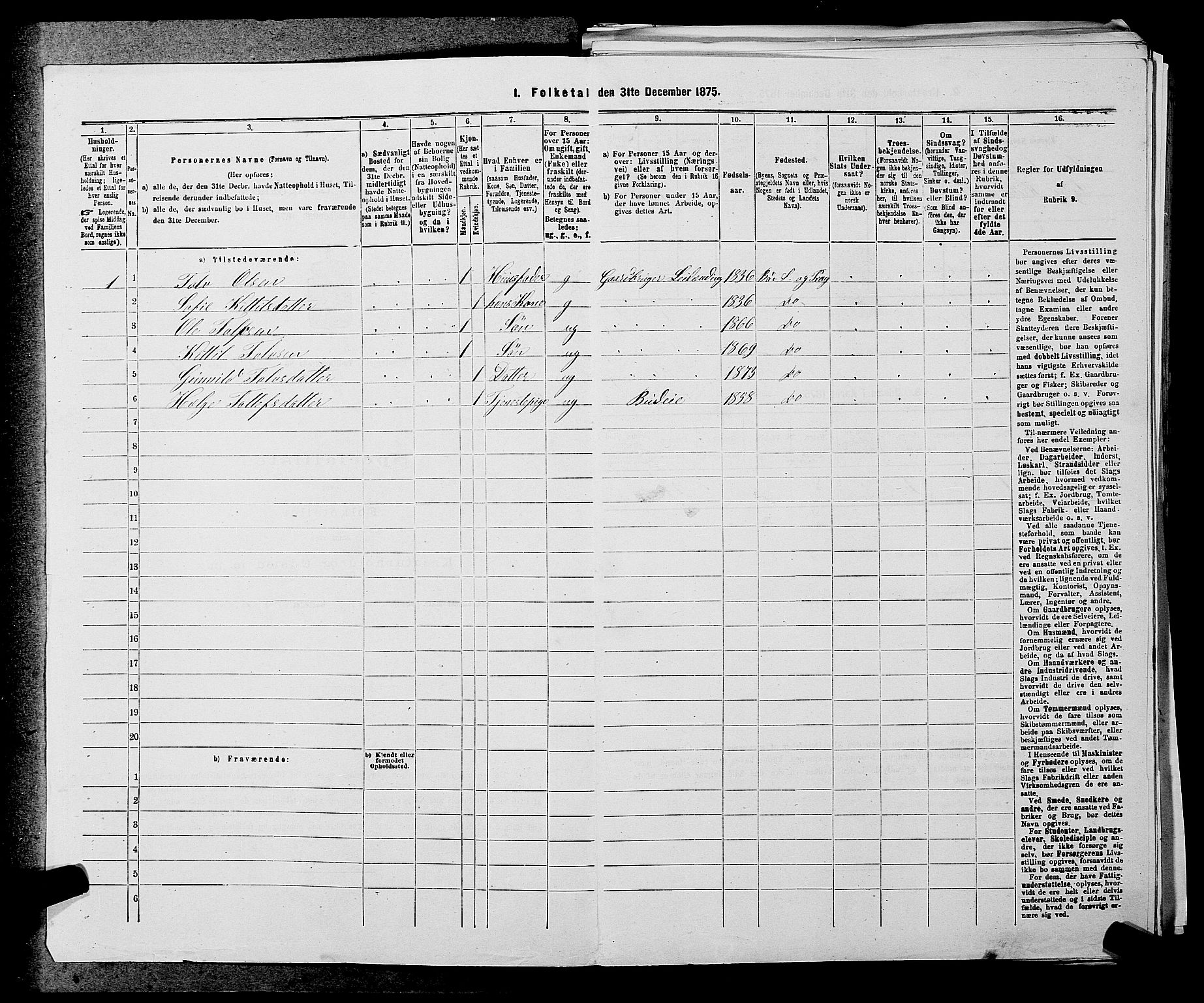 SAKO, 1875 census for 0821P Bø, 1875, p. 599