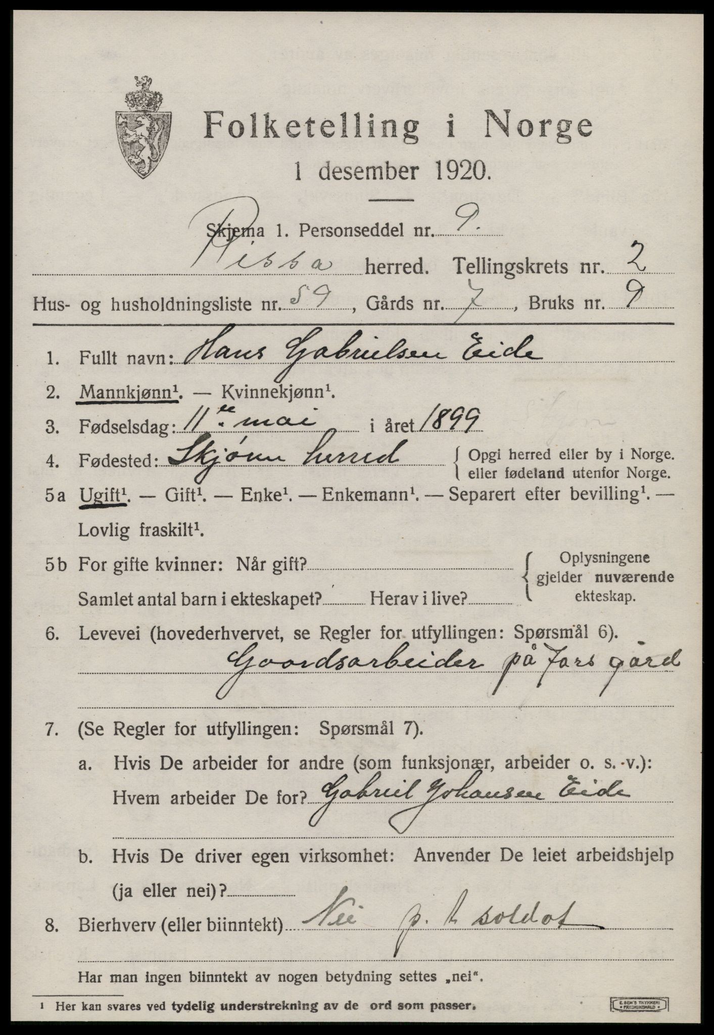 SAT, 1920 census for Rissa, 1920, p. 2387