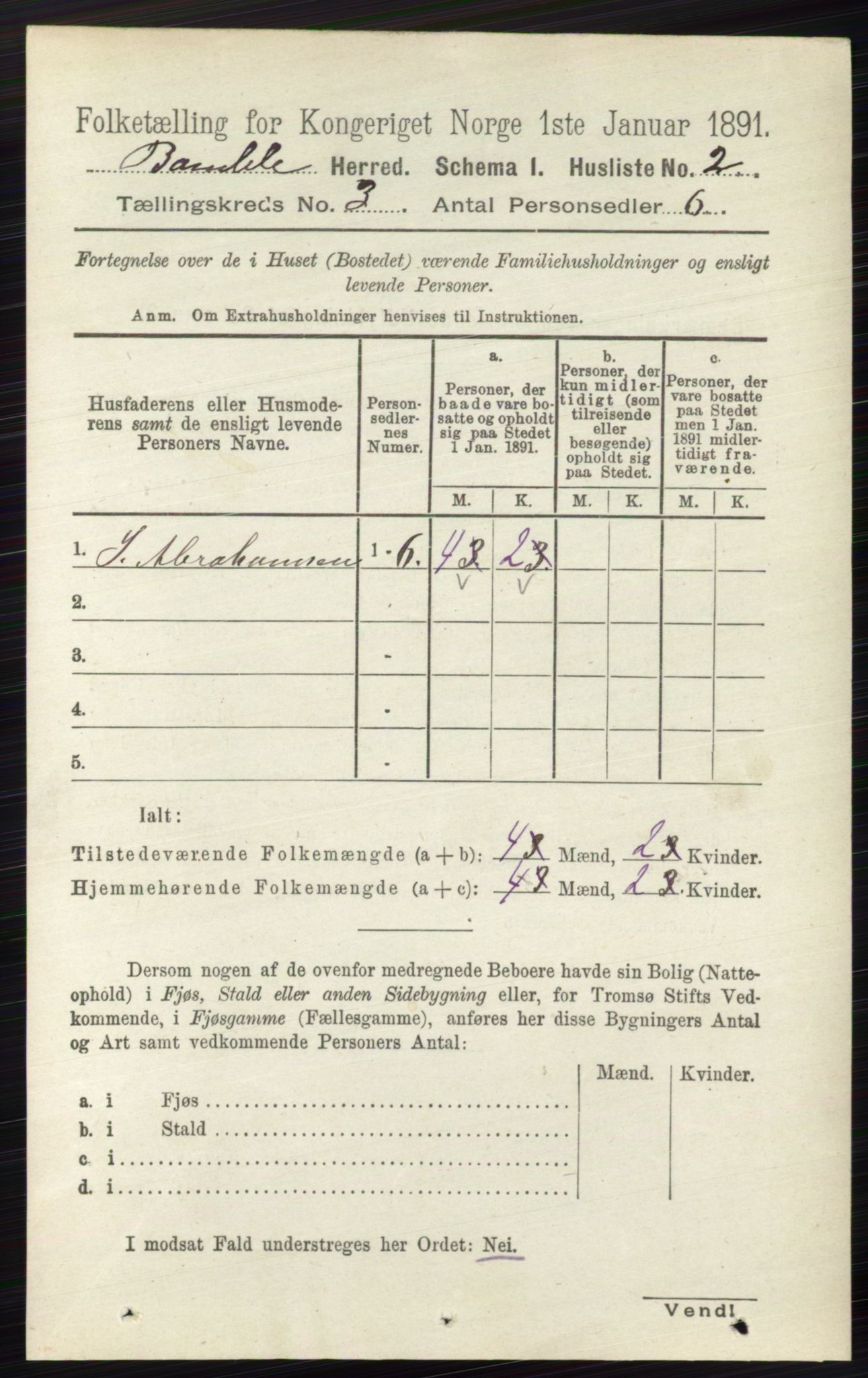 RA, 1891 census for 0814 Bamble, 1891, p. 1356