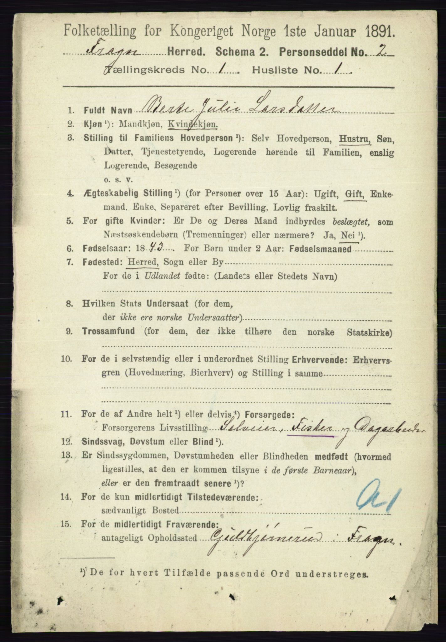 RA, 1891 census for 0215 Frogn, 1891, p. 135