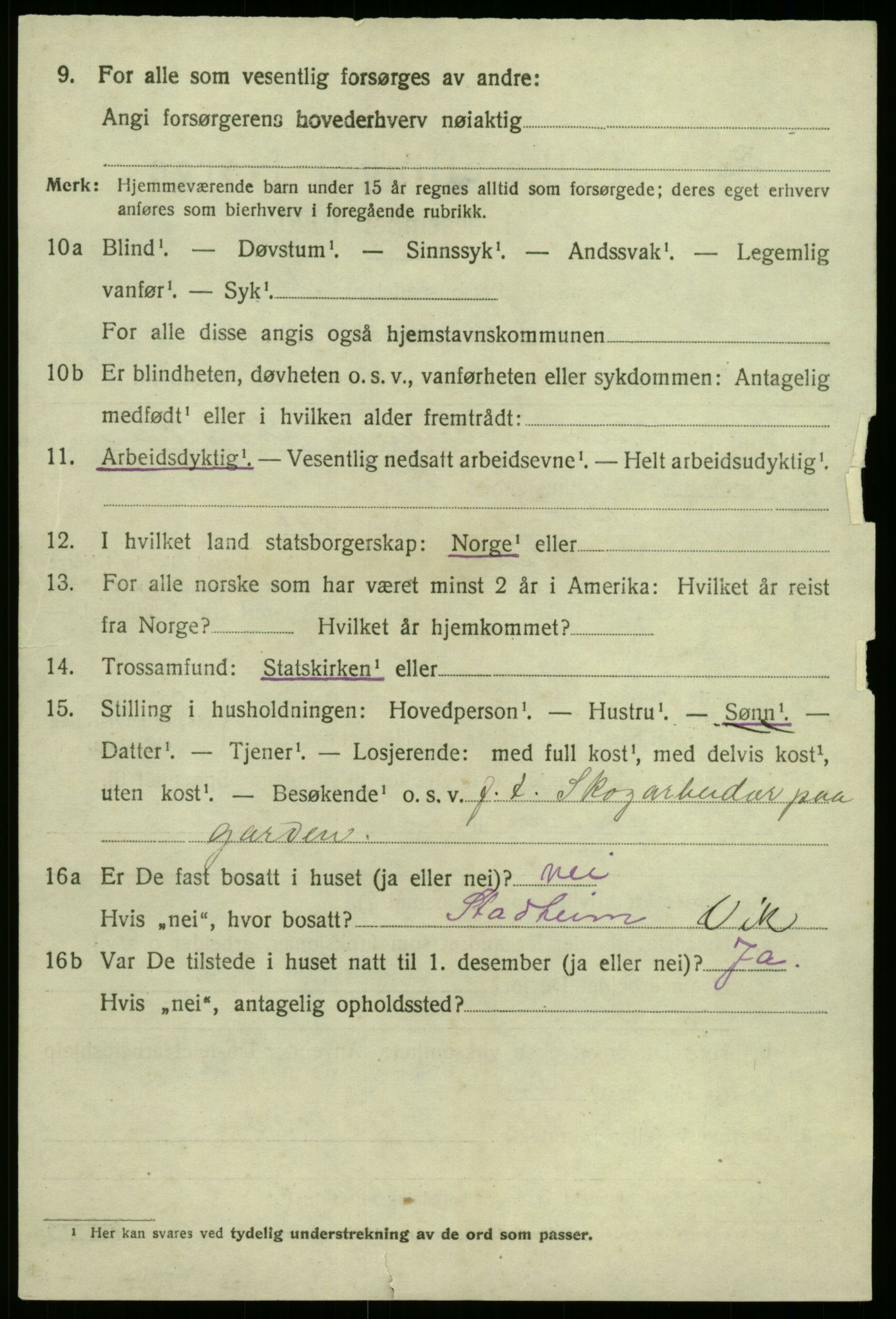 SAB, 1920 census for Vik, 1920, p. 6760