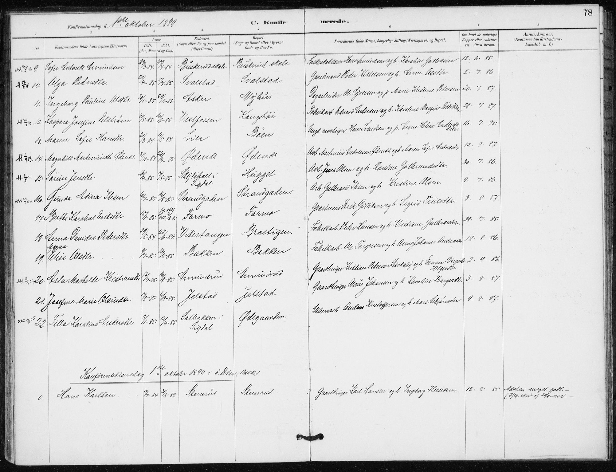 Modum kirkebøker, AV/SAKO-A-234/F/Fa/L0016: Parish register (official) no. 16, 1890-1899, p. 78