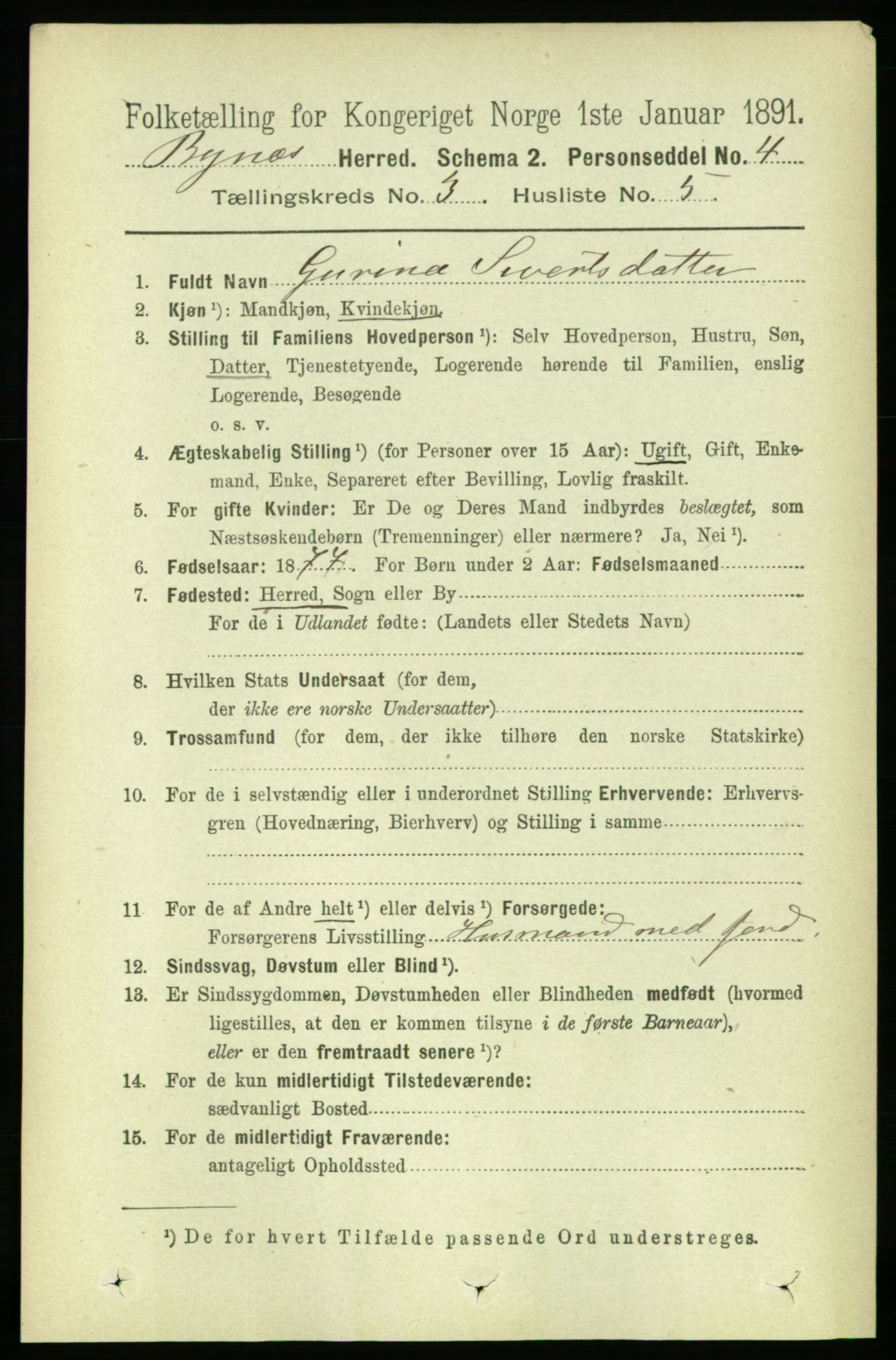 RA, 1891 census for 1655 Byneset, 1891, p. 1313