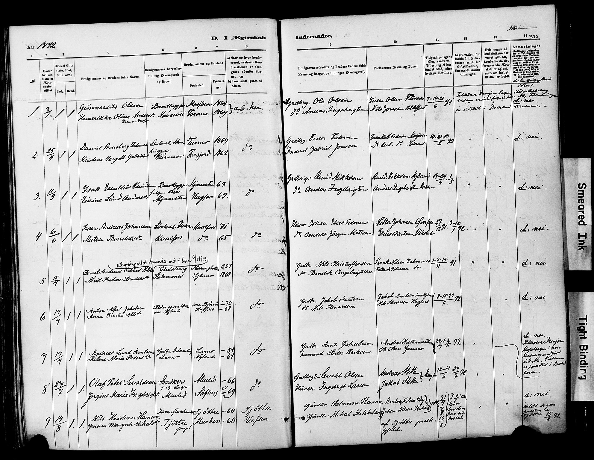 Ministerialprotokoller, klokkerbøker og fødselsregistre - Nordland, SAT/A-1459/820/L0295: Parish register (official) no. 820A16, 1880-1896, p. 310