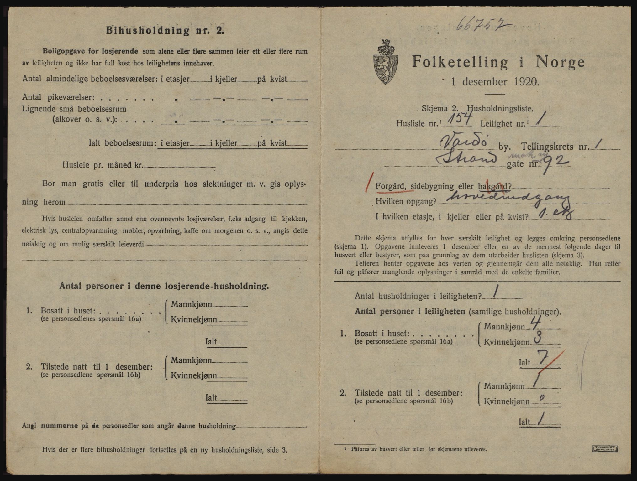 SATØ, 1920 census for Vardø, 1920, p. 1571