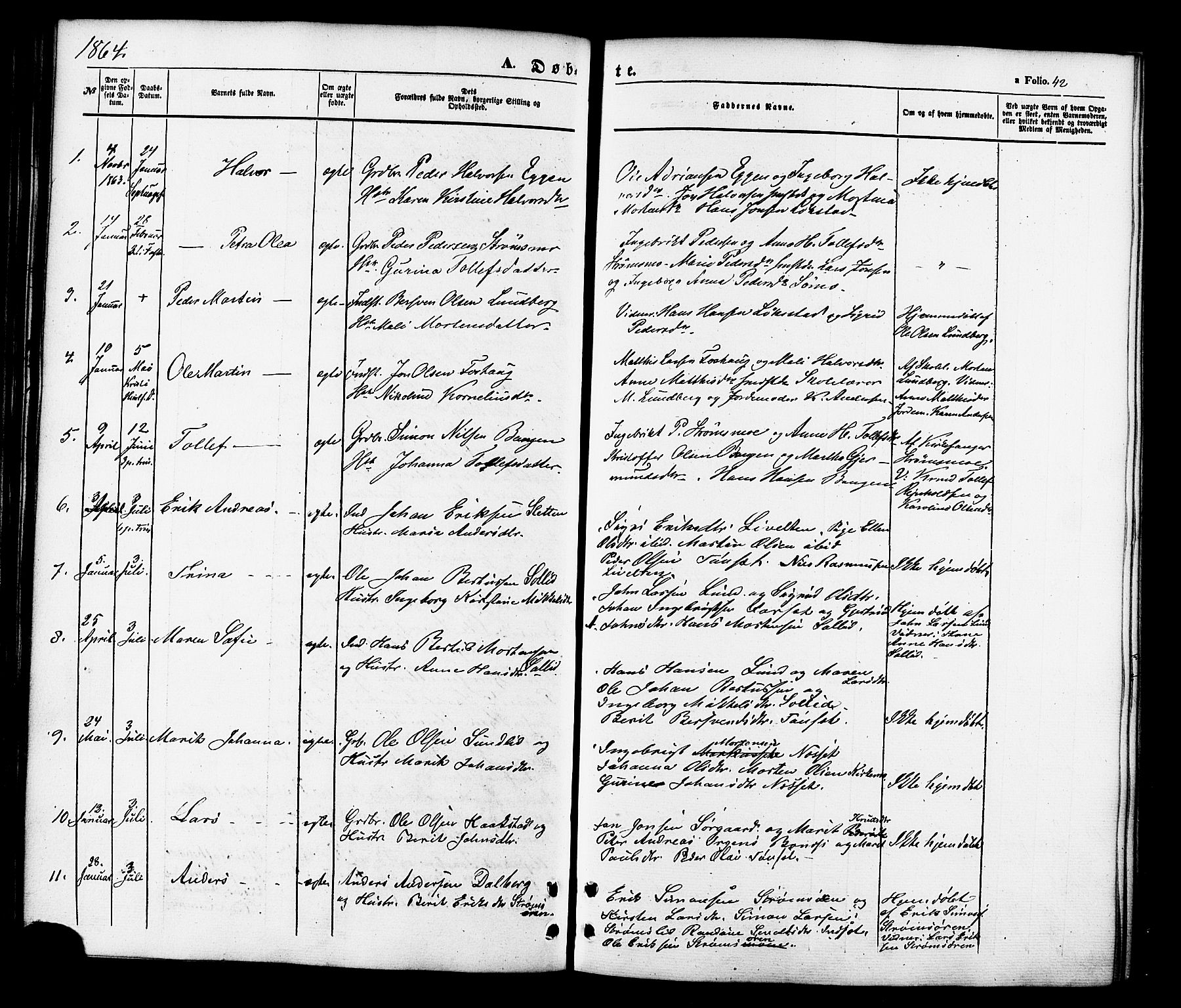 Målselv sokneprestembete, SATØ/S-1311/G/Ga/Gaa/L0008kirke: Parish register (official) no. 8, 1851-1877, p. 42
