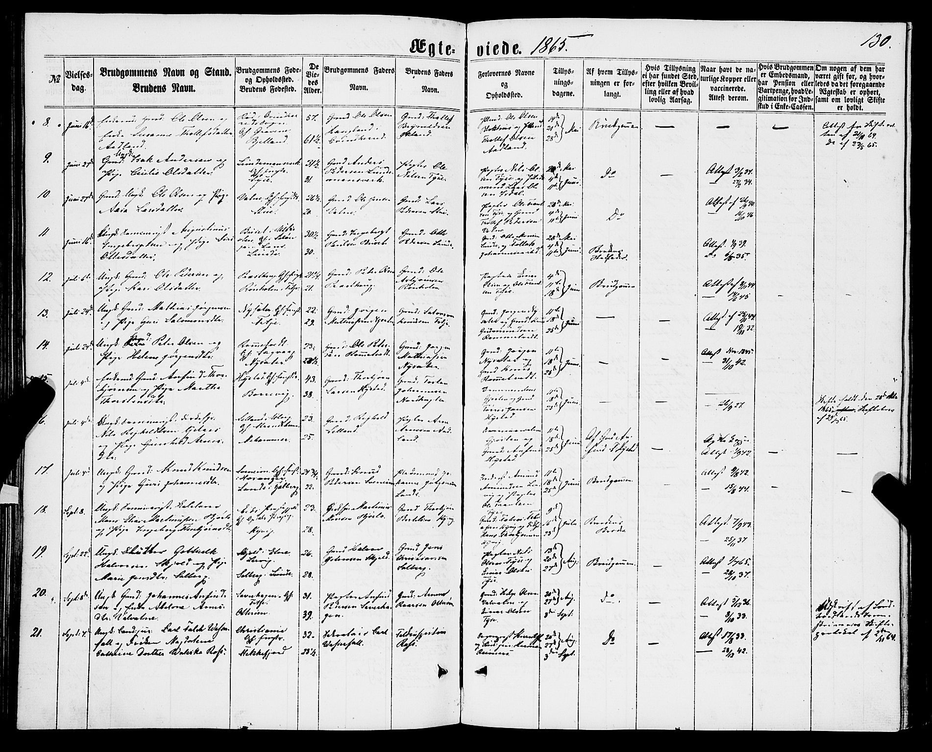 Stord sokneprestembete, SAB/A-78201/H/Haa: Parish register (official) no. B 1, 1862-1877, p. 130