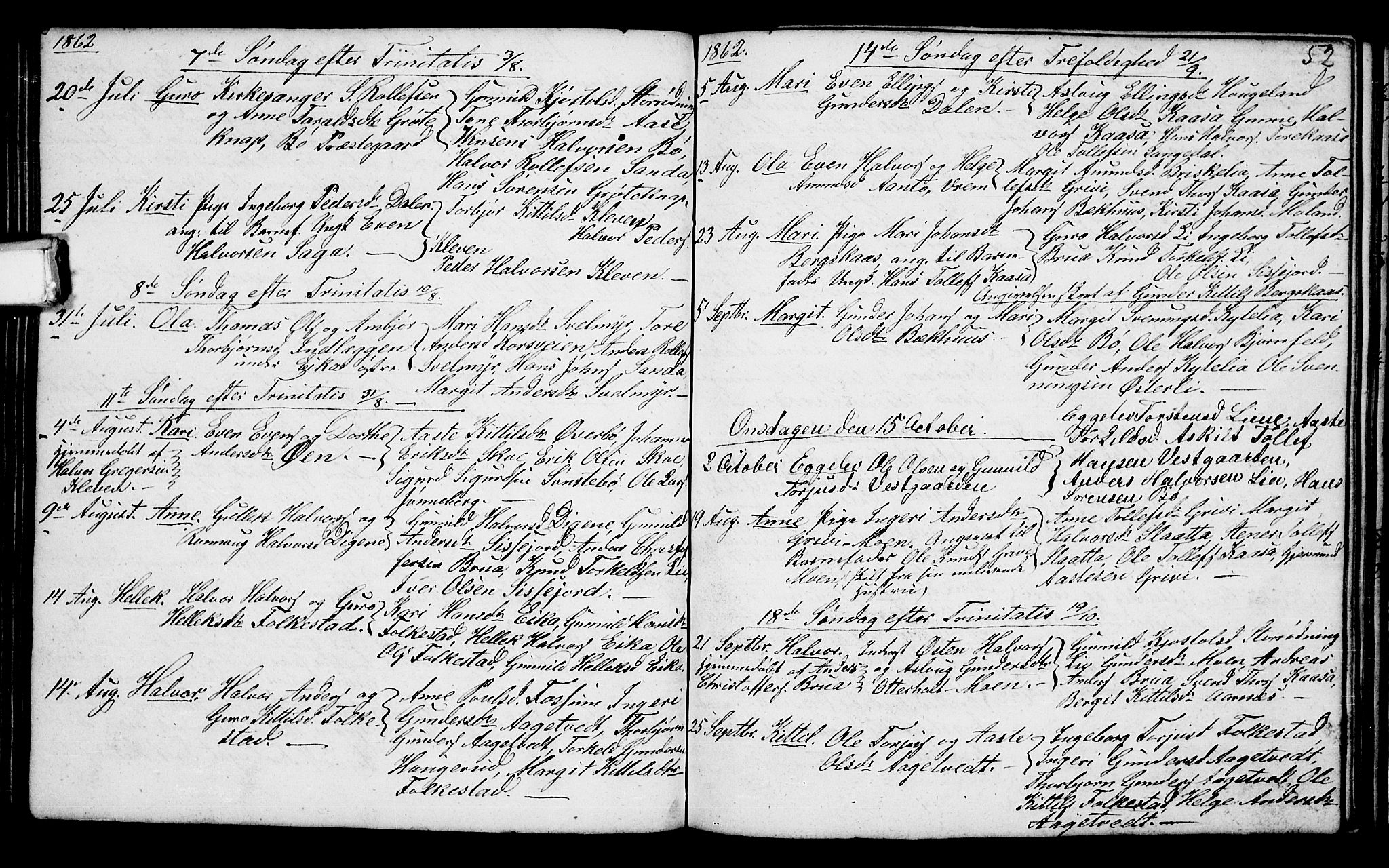 Bø kirkebøker, AV/SAKO-A-257/G/Ga/L0002: Parish register (copy) no. 2, 1853-1866, p. 52
