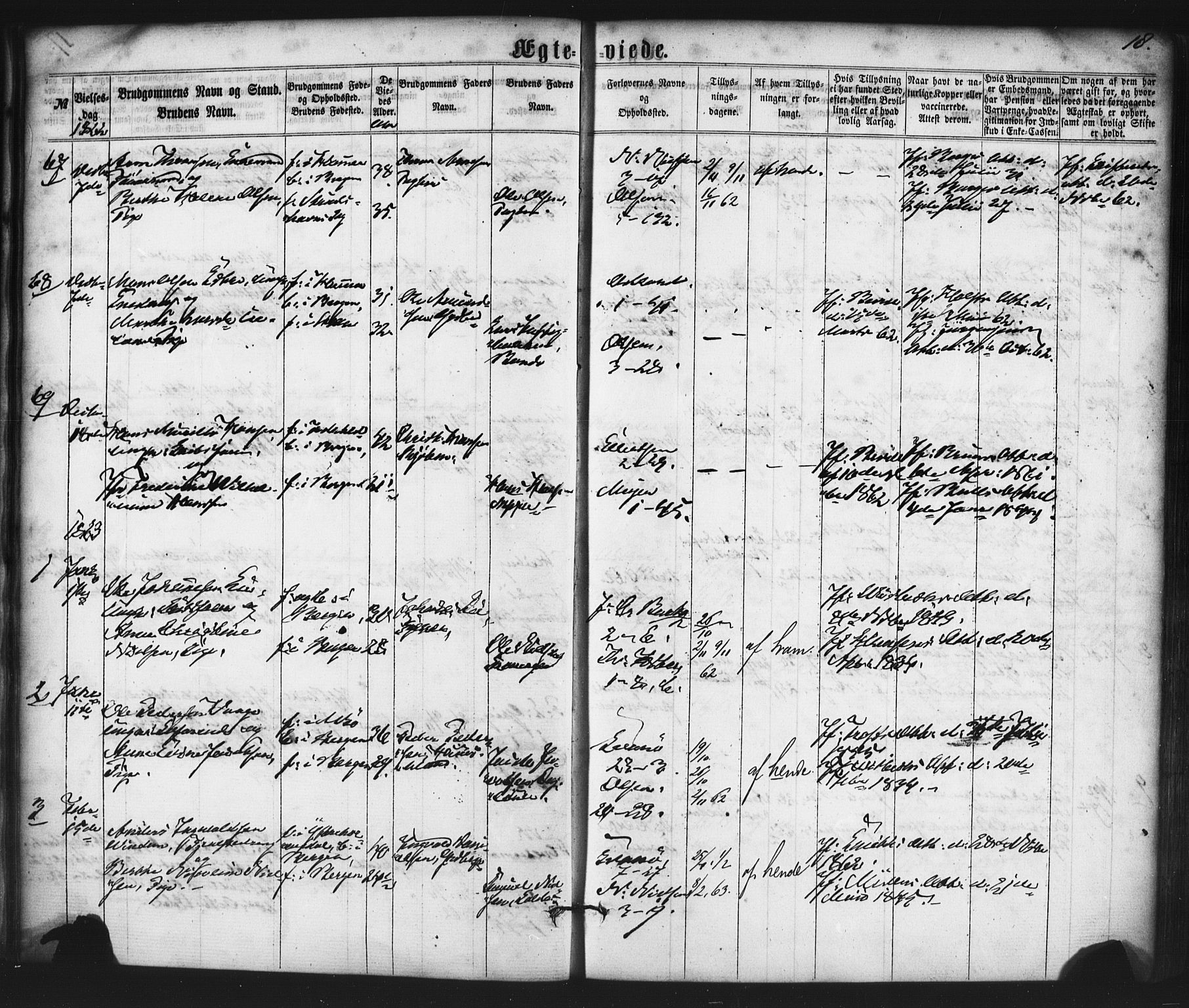 Nykirken Sokneprestembete, SAB/A-77101/H/Haa/L0032: Parish register (official) no. D 2, 1861-1883, p. 18
