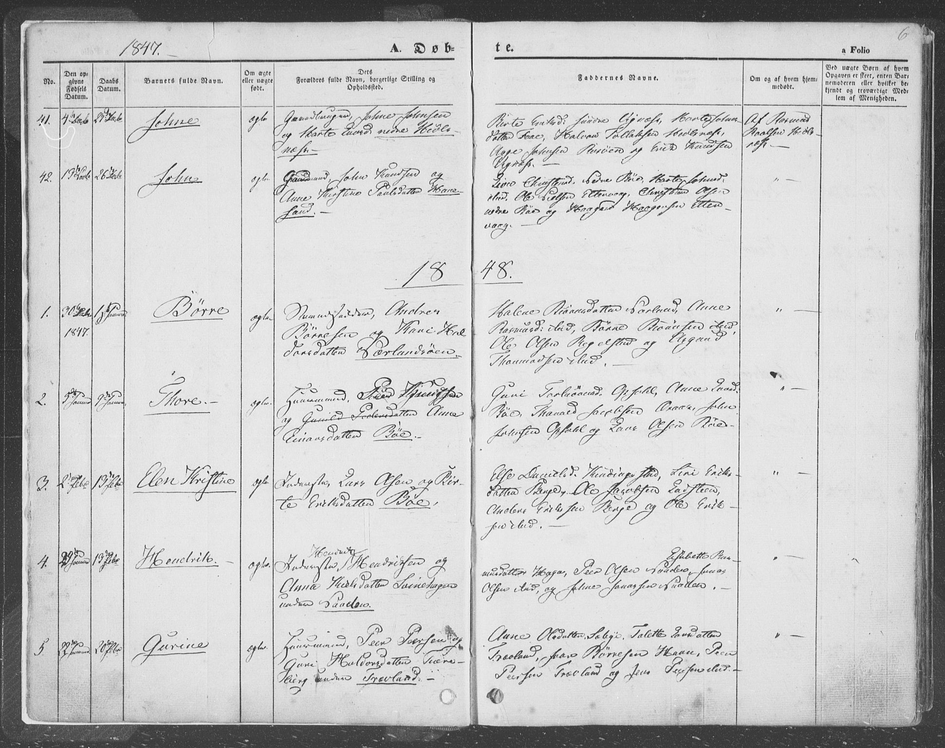 Finnøy sokneprestkontor, SAST/A-101825/H/Ha/Haa/L0007: Parish register (official) no. A 7, 1847-1862, p. 6