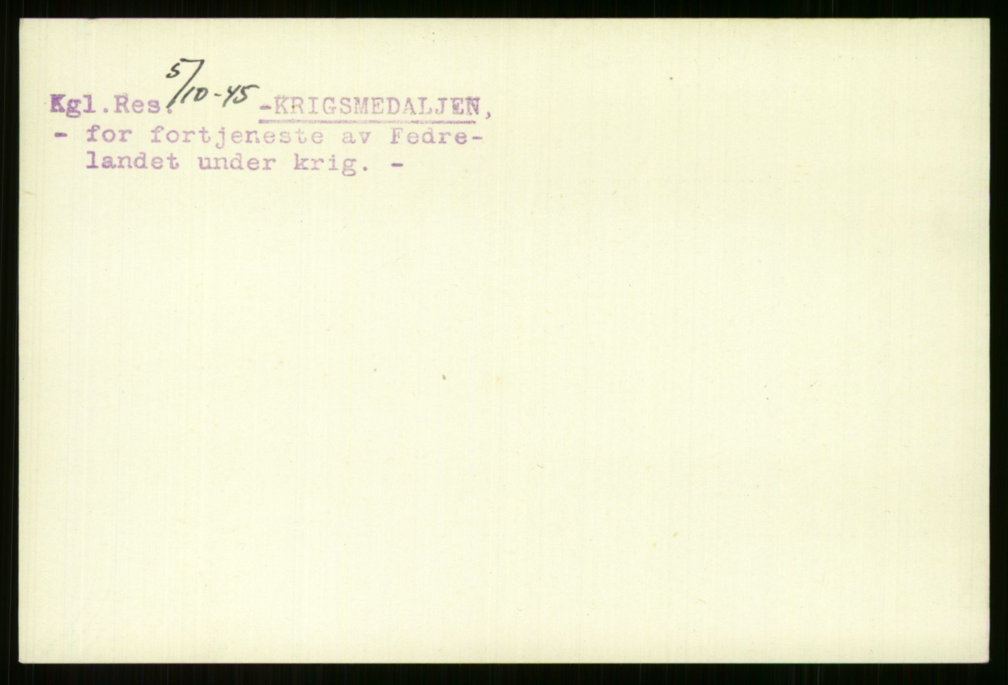 Direktoratet for sjømenn, AV/RA-S-3545/G/Gi/L0006: Alfabetisk ordnet kartotek over krigsdekorasjoner tildelt nordmenn under krigen, Henjum - Korvald, 1940-1945, p. 602