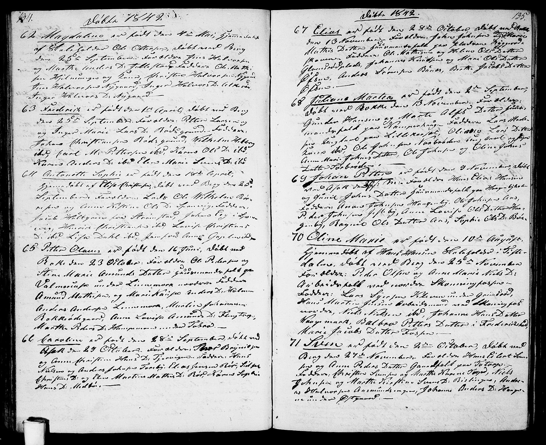 Berg prestekontor Kirkebøker, SAO/A-10902/G/Ga/L0002: Parish register (copy) no. I 2, 1832-1844, p. 134-135
