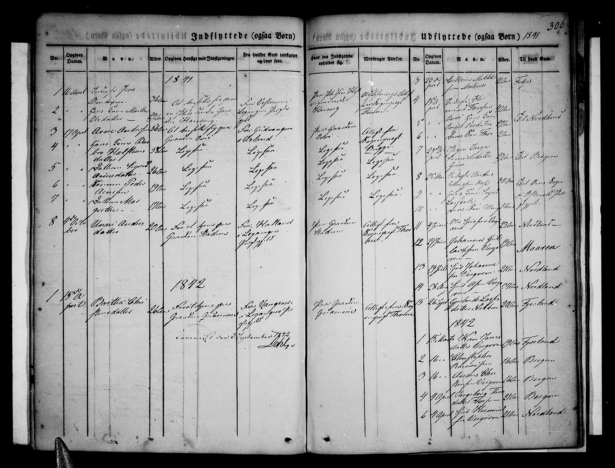 Vik sokneprestembete, SAB/A-81501: Parish register (official) no. A 7, 1831-1845, p. 306