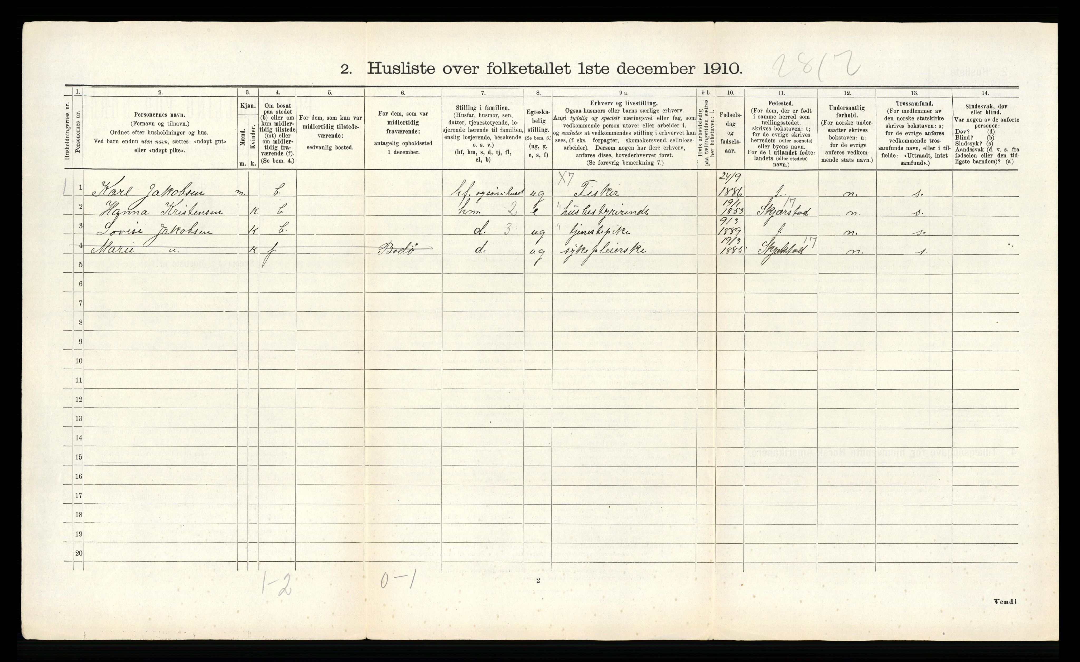 RA, 1910 census for Bodin, 1910, p. 1142