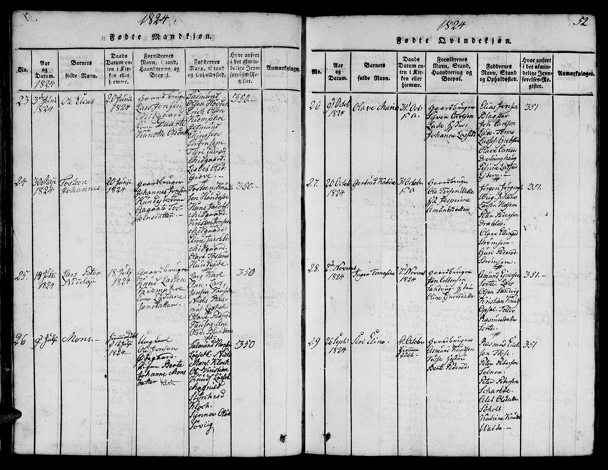 Ministerialprotokoller, klokkerbøker og fødselsregistre - Møre og Romsdal, AV/SAT-A-1454/522/L0322: Parish register (copy) no. 522C01, 1816-1830, p. 52