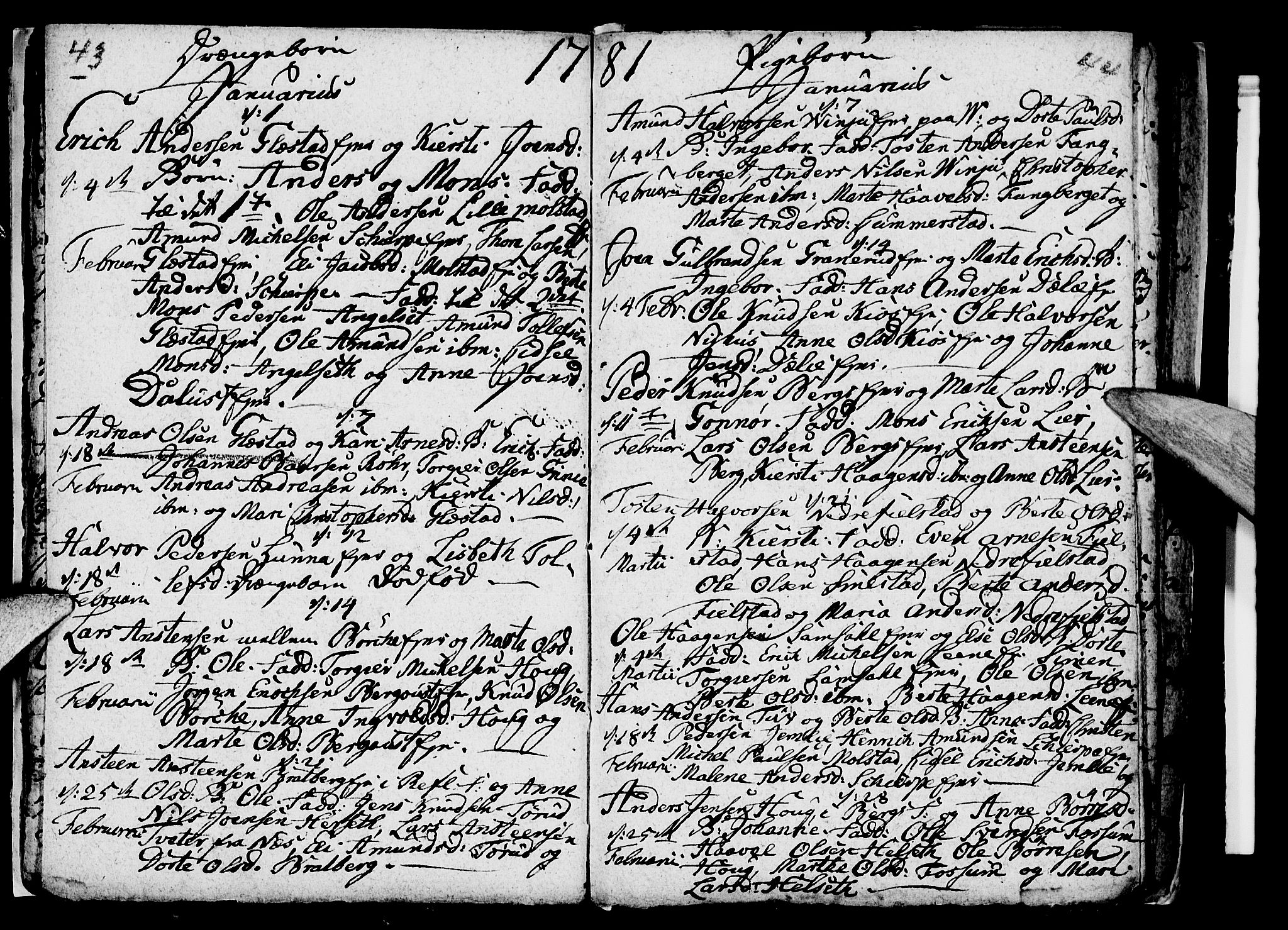 Ringsaker prestekontor, AV/SAH-PREST-014/I/Ia/L0005/0003: Parish register draft no. 5.3, 1780-1784, p. 43-44