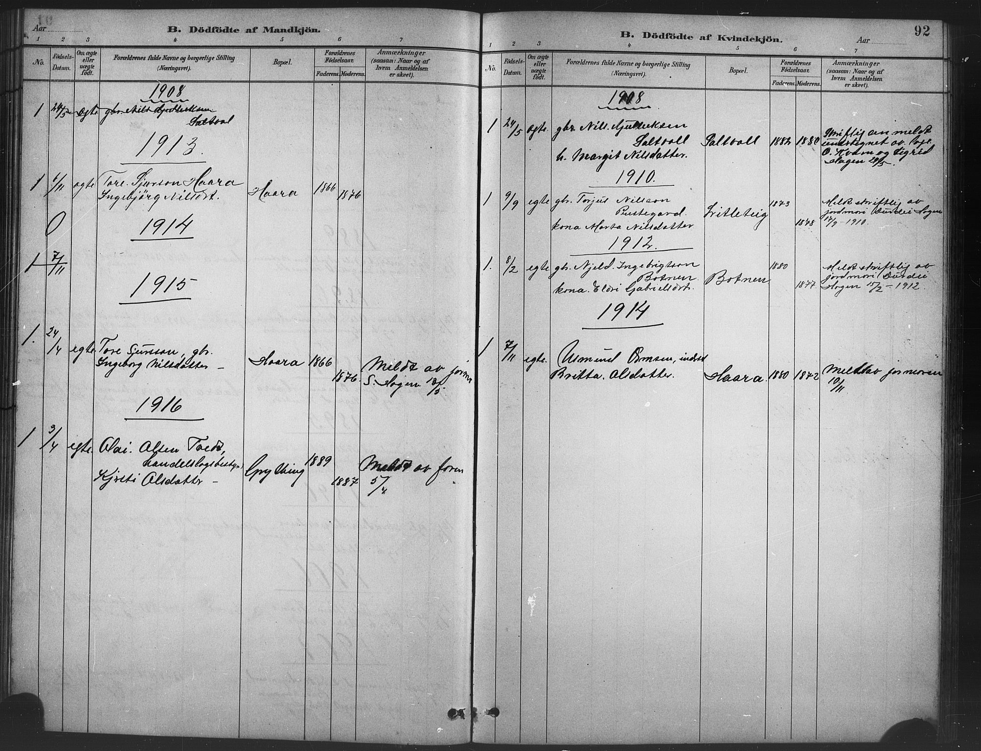 Røldal sokneprestembete, SAB/A-100247: Parish register (copy) no. A 3, 1887-1917, p. 92