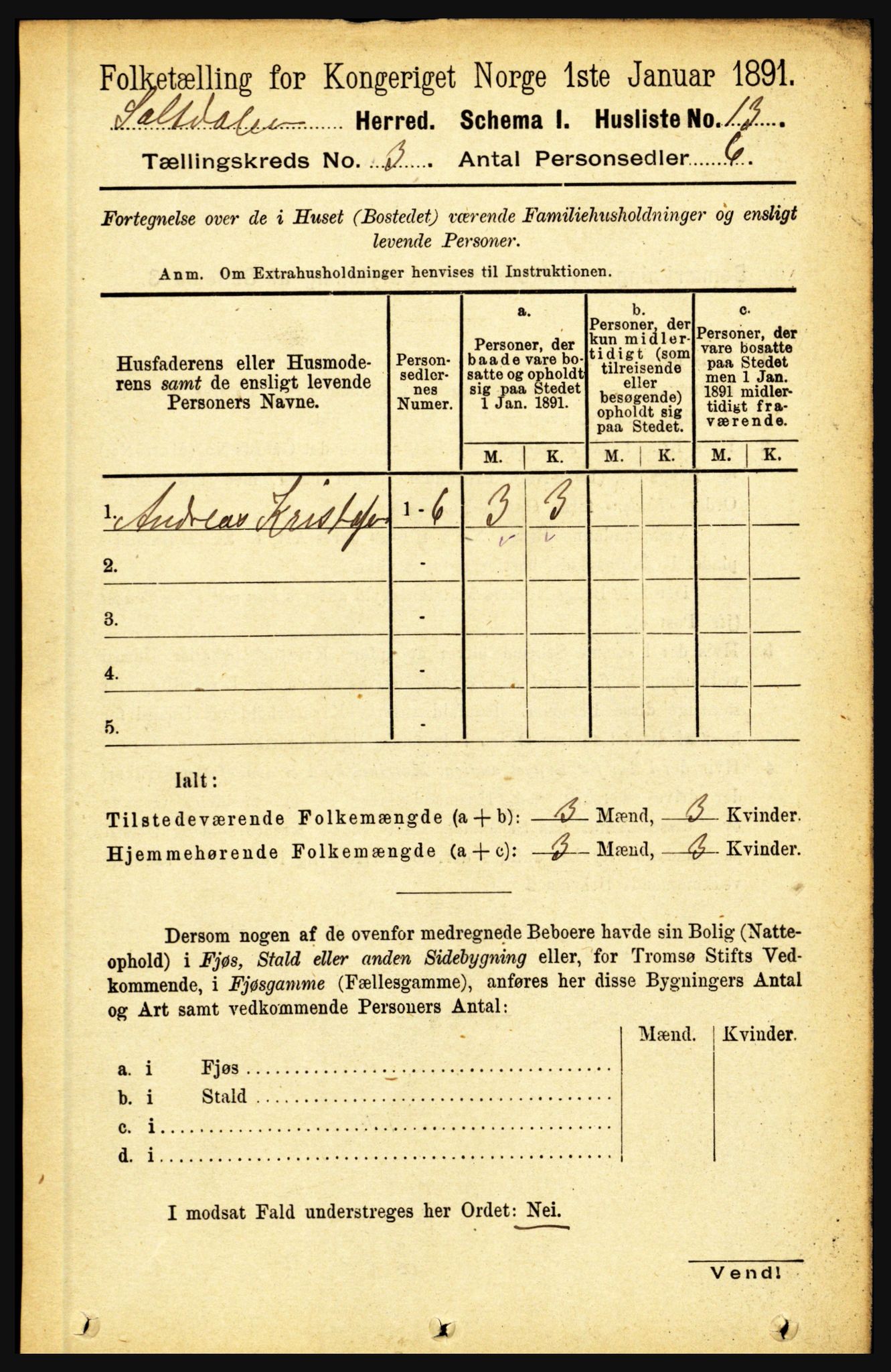 RA, 1891 census for 1840 Saltdal, 1891, p. 1583