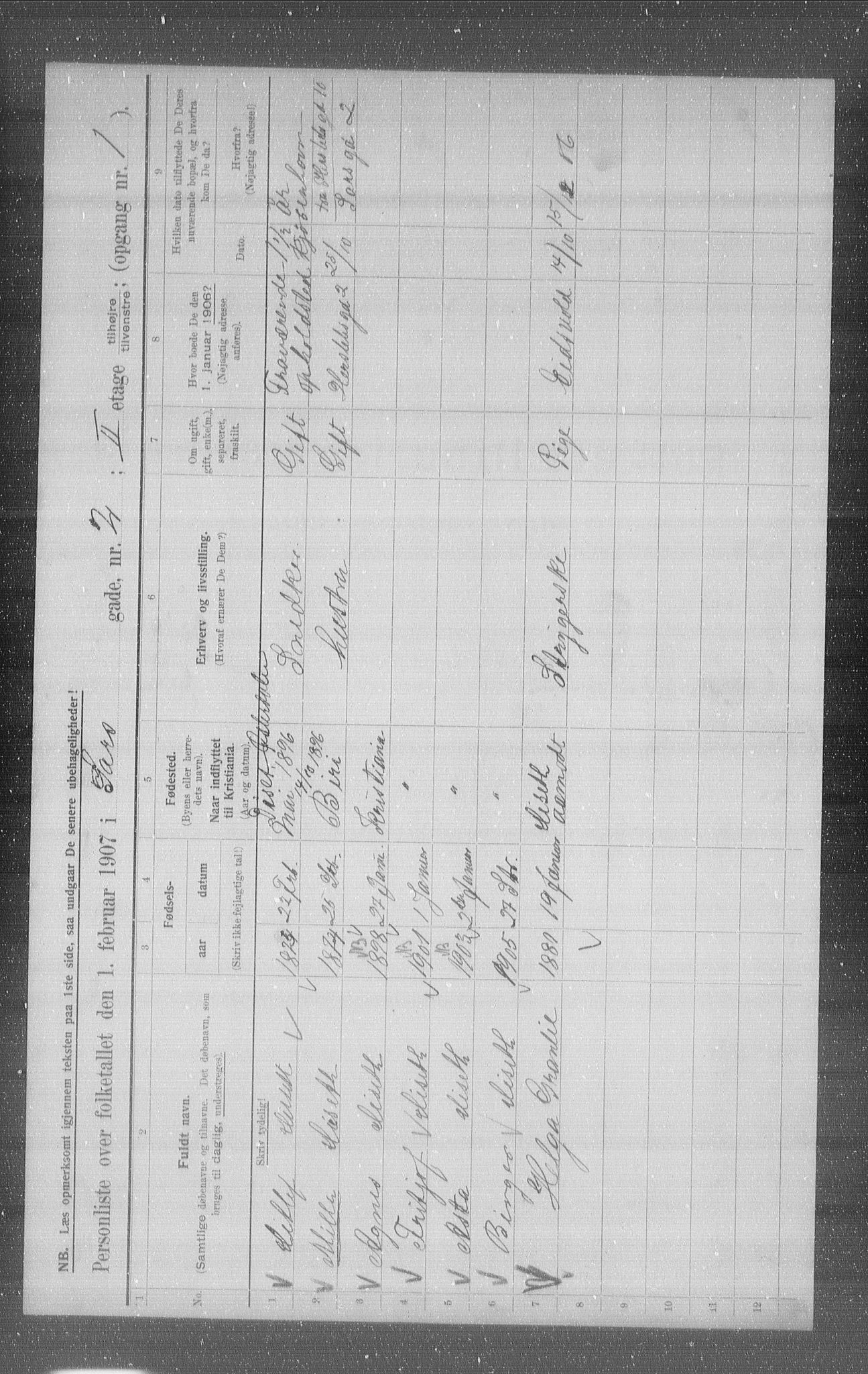 OBA, Municipal Census 1907 for Kristiania, 1907, p. 45649