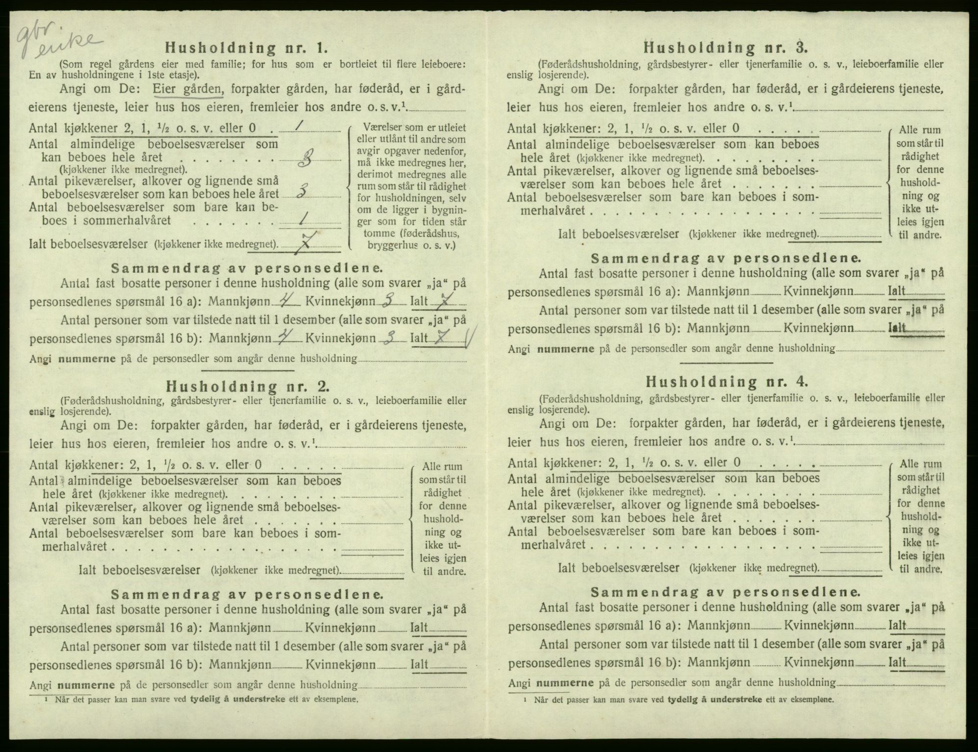 SAB, 1920 census for Ullensvang, 1920, p. 340