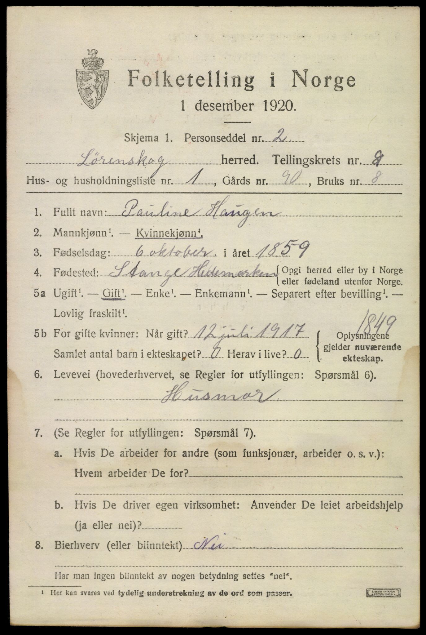 SAO, 1920 census for Lørenskog, 1920, p. 6274