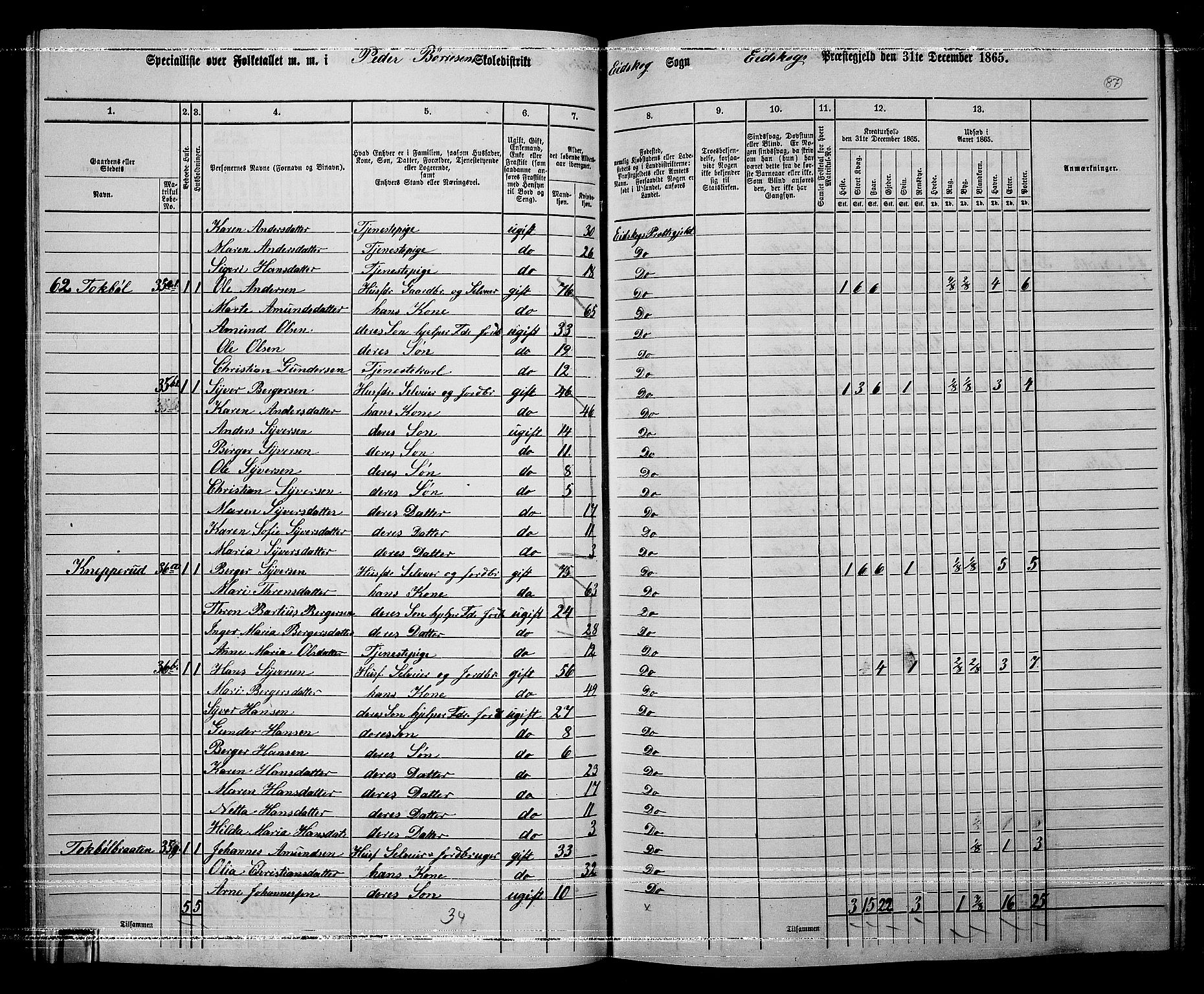 RA, 1865 census for Eidskog, 1865, p. 77