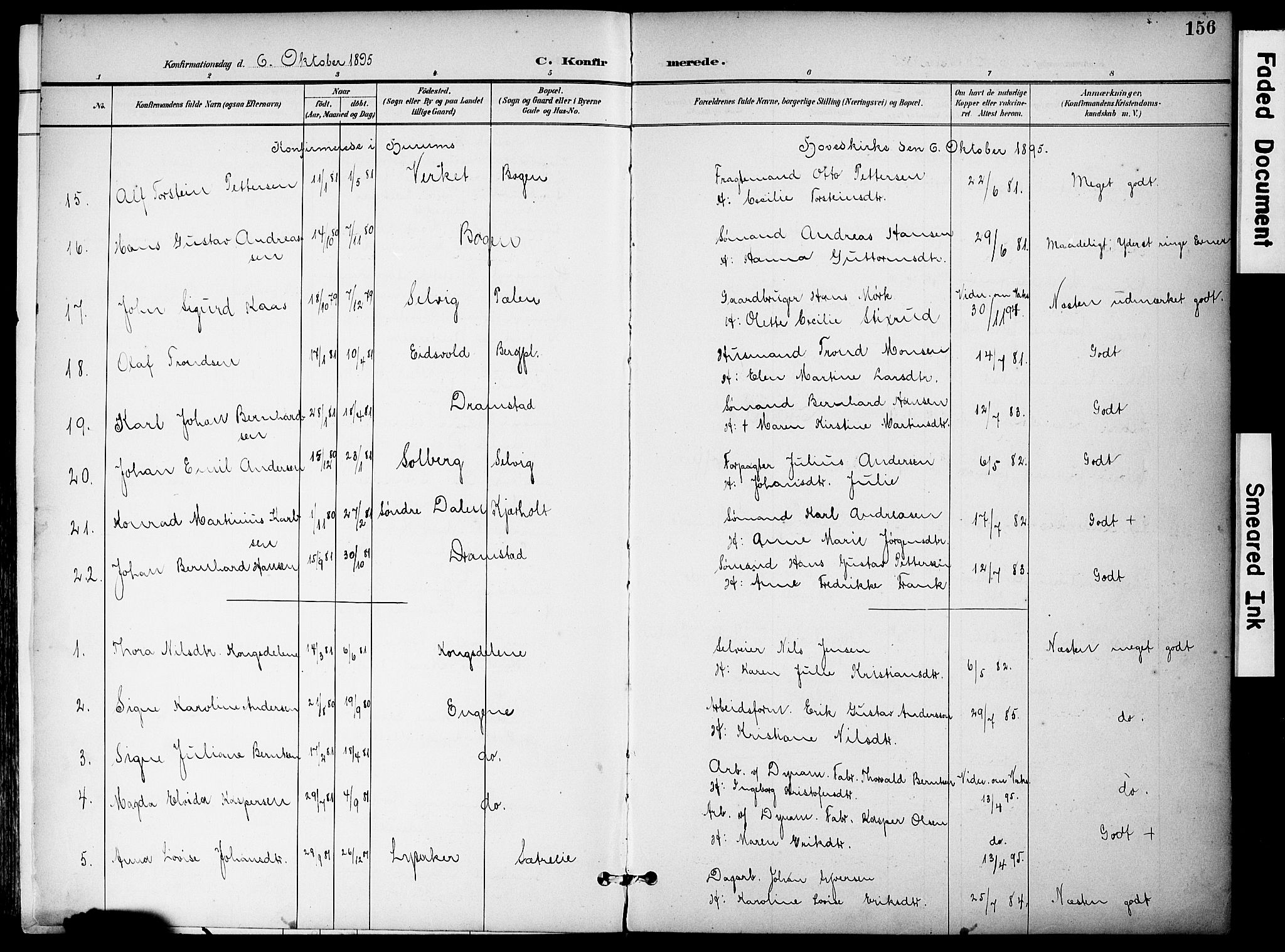 Hurum kirkebøker, AV/SAKO-A-229/F/Fa/L0015: Parish register (official) no. 15, 1896-1908, p. 156