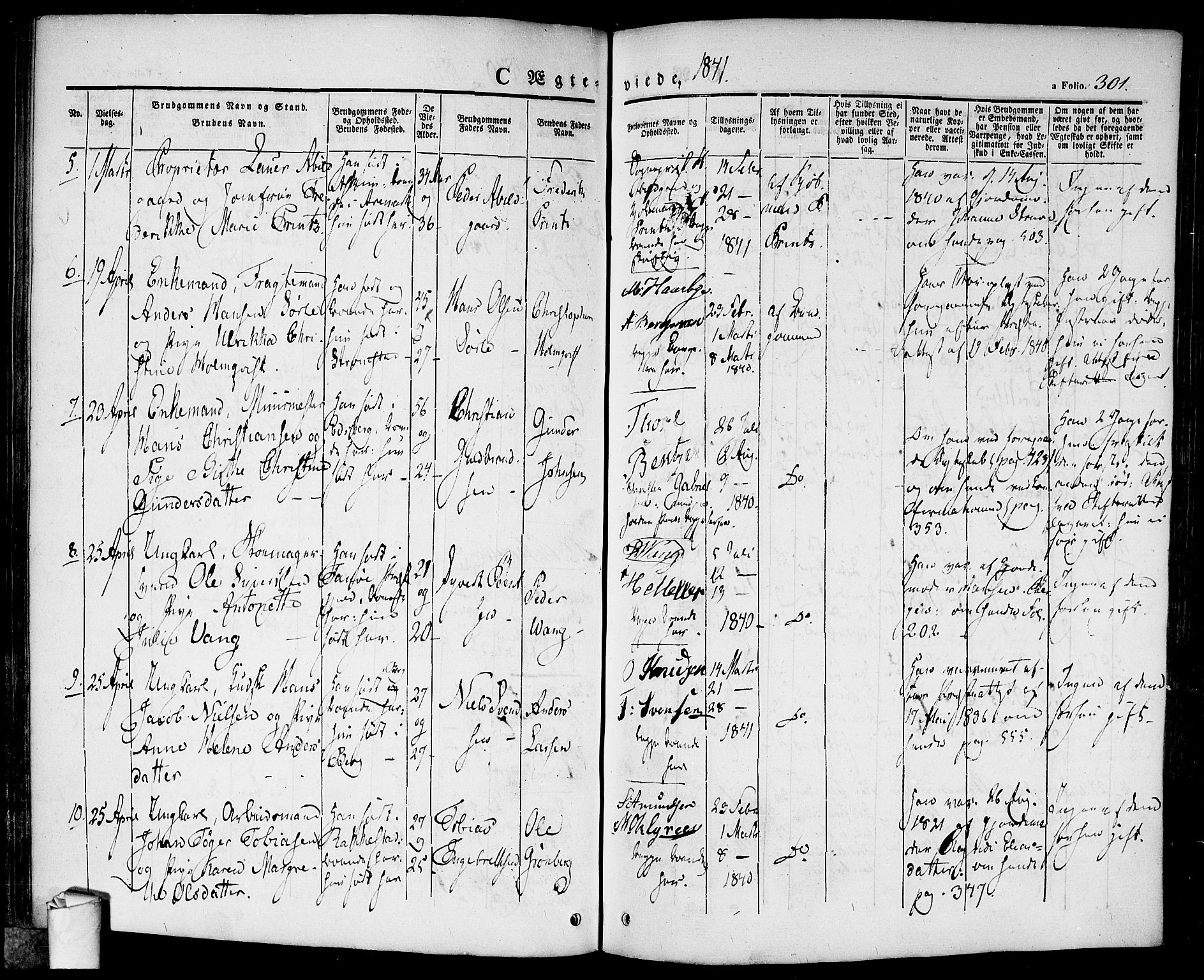 Halden prestekontor Kirkebøker, SAO/A-10909/F/Fa/L0005: Parish register (official) no. I 5, 1834-1845, p. 301
