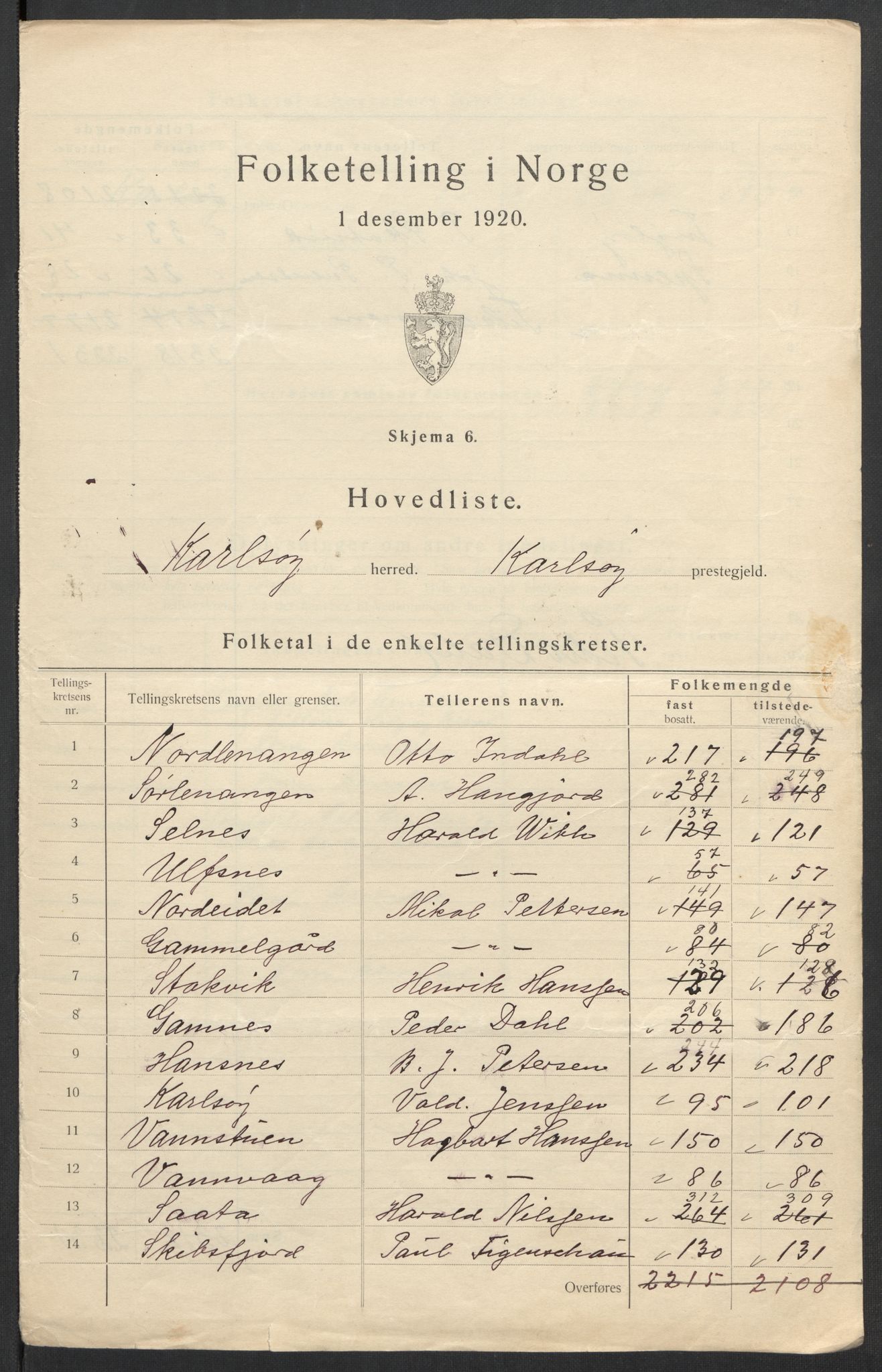 SATØ, 1920 census for Karlsøy, 1920, p. 3