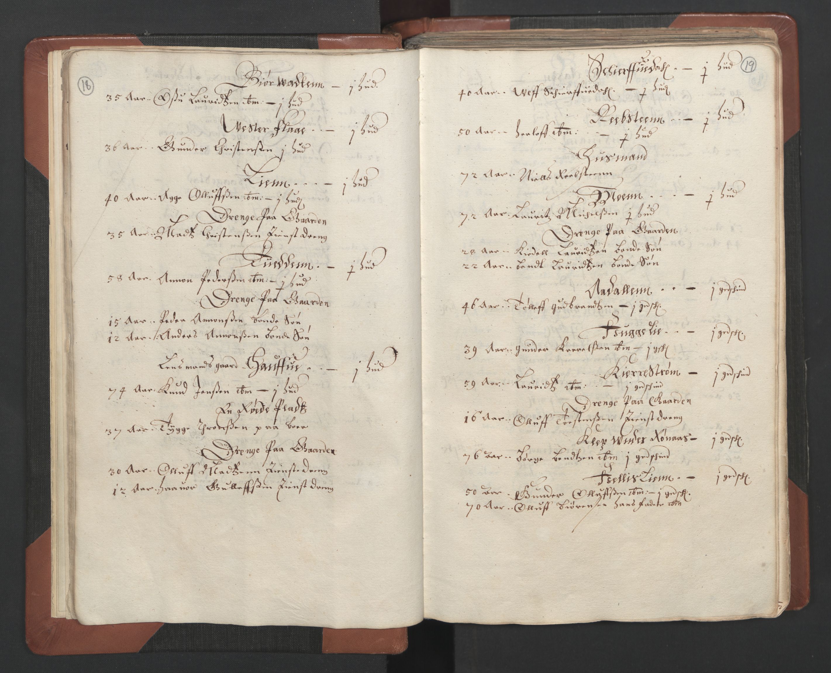 RA, Bailiff's Census 1664-1666, no. 7: Nedenes fogderi, 1664-1666, p. 18-19