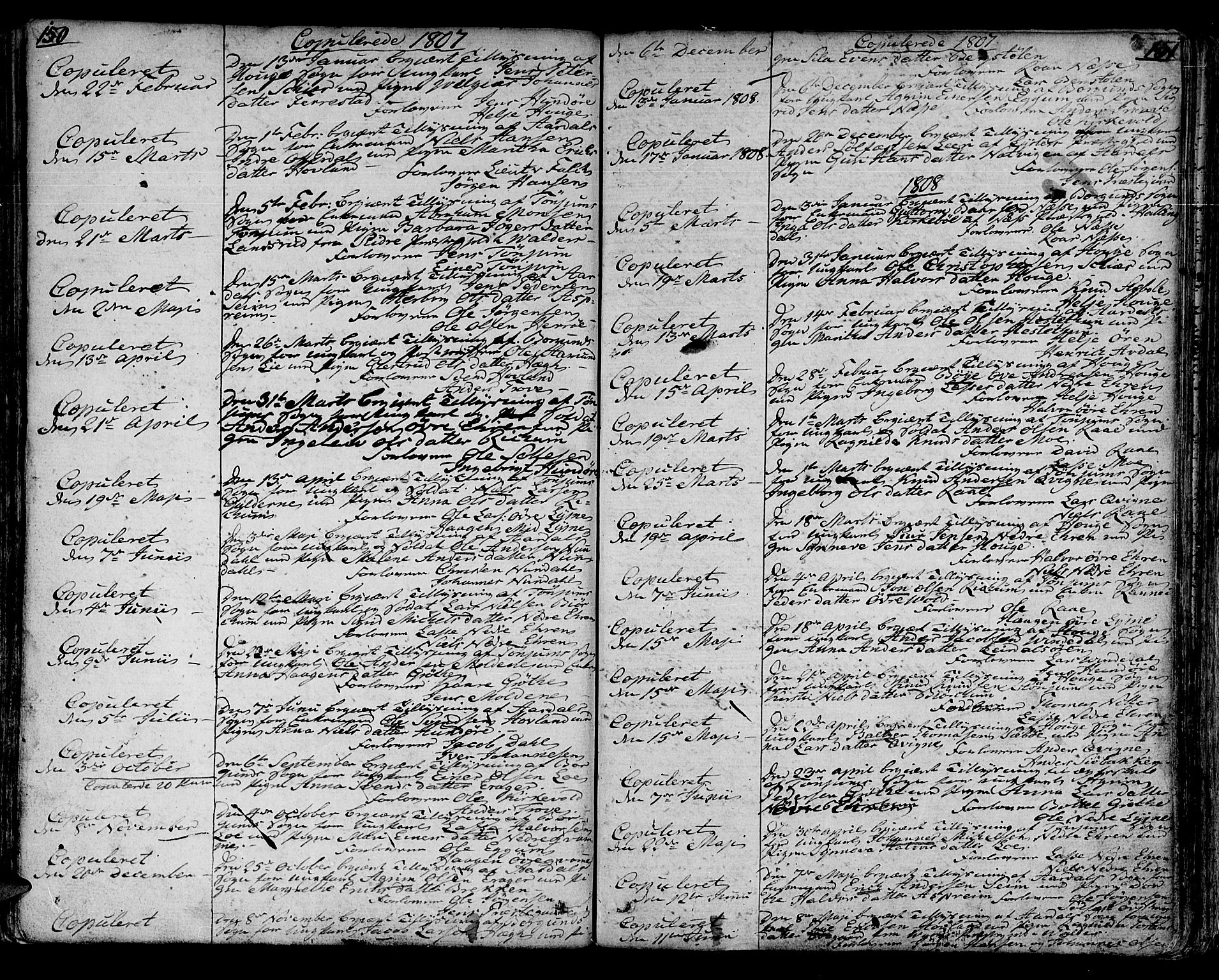 Lærdal sokneprestembete, AV/SAB-A-81201: Parish register (official) no. A 4, 1805-1821, p. 150-151