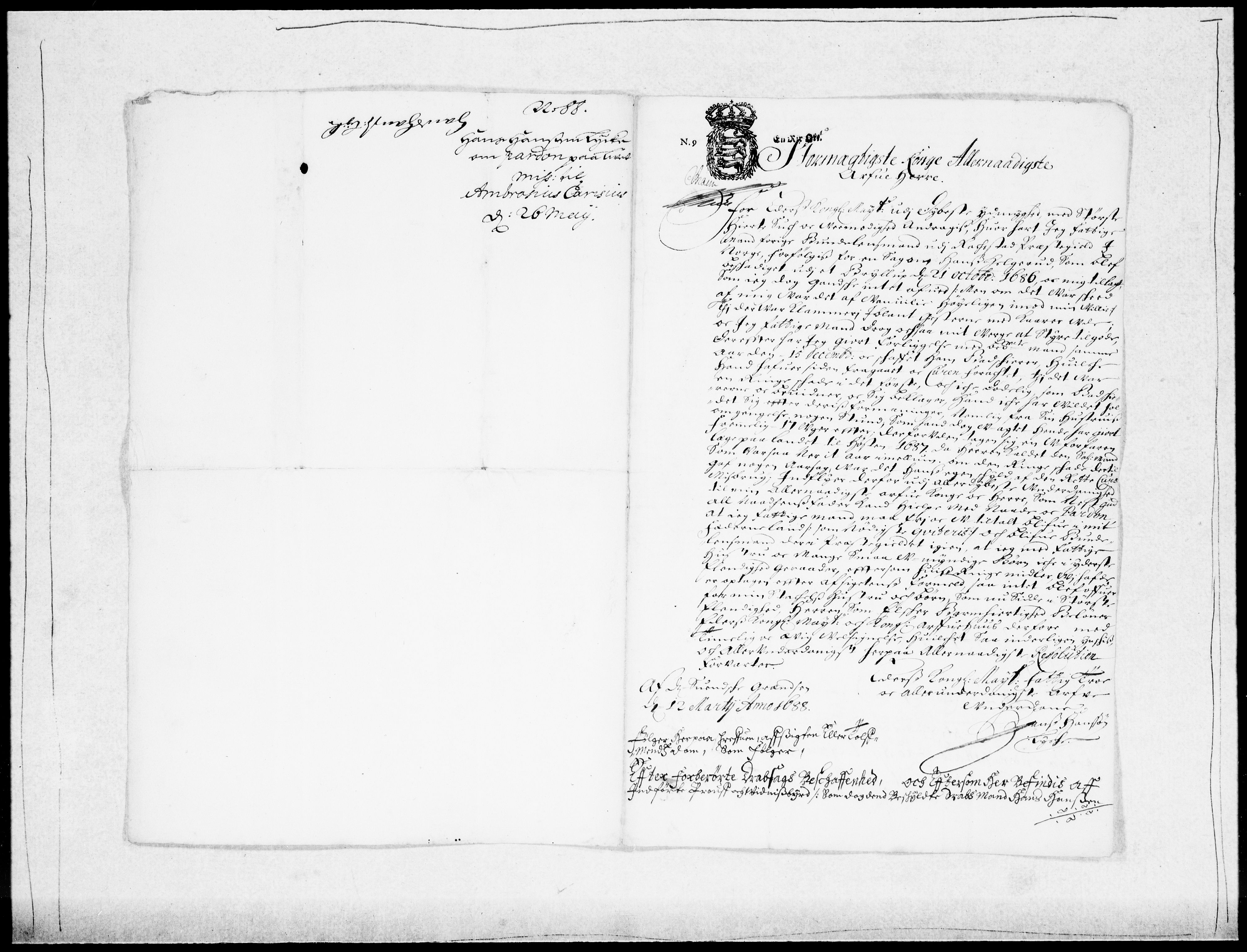 Danske Kanselli 1572-1799, AV/RA-EA-3023/F/Fc/Fcc/Fcca/L0041: Norske innlegg 1572-1799, 1687-1688, p. 361