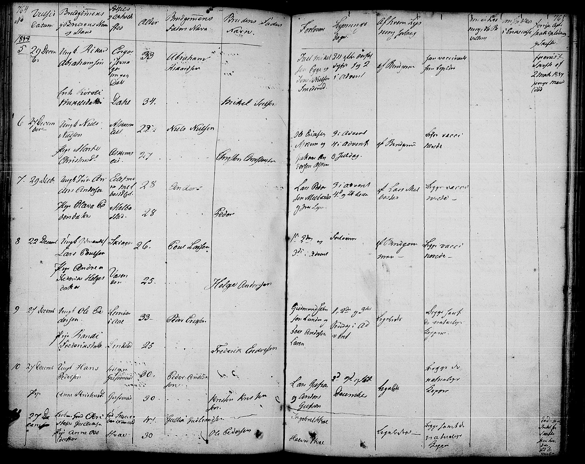 Gran prestekontor, AV/SAH-PREST-112/H/Ha/Haa/L0010: Parish register (official) no. 10, 1824-1842, p. 764-765