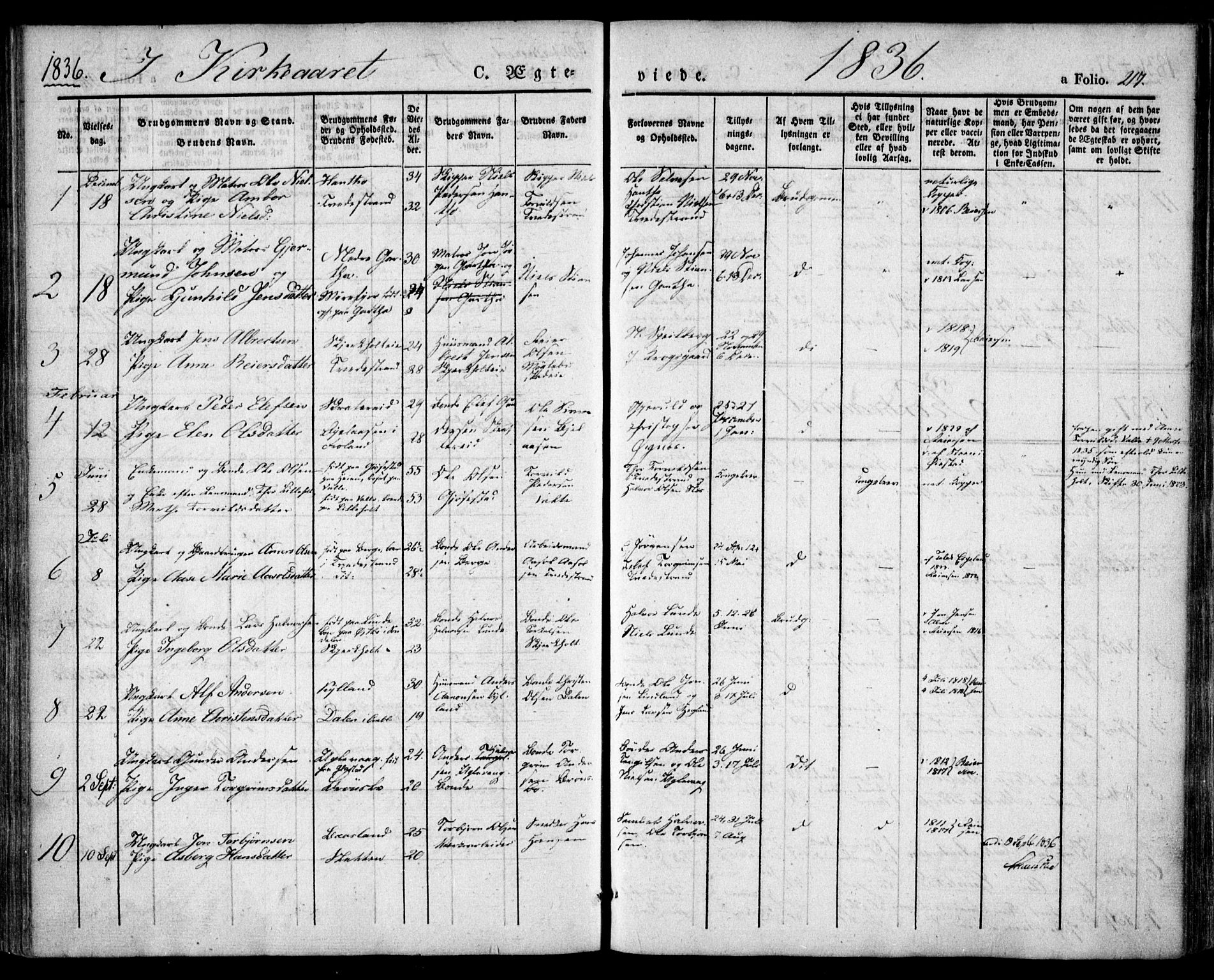 Holt sokneprestkontor, SAK/1111-0021/F/Fa/L0007: Parish register (official) no. A 7, 1836-1848, p. 217