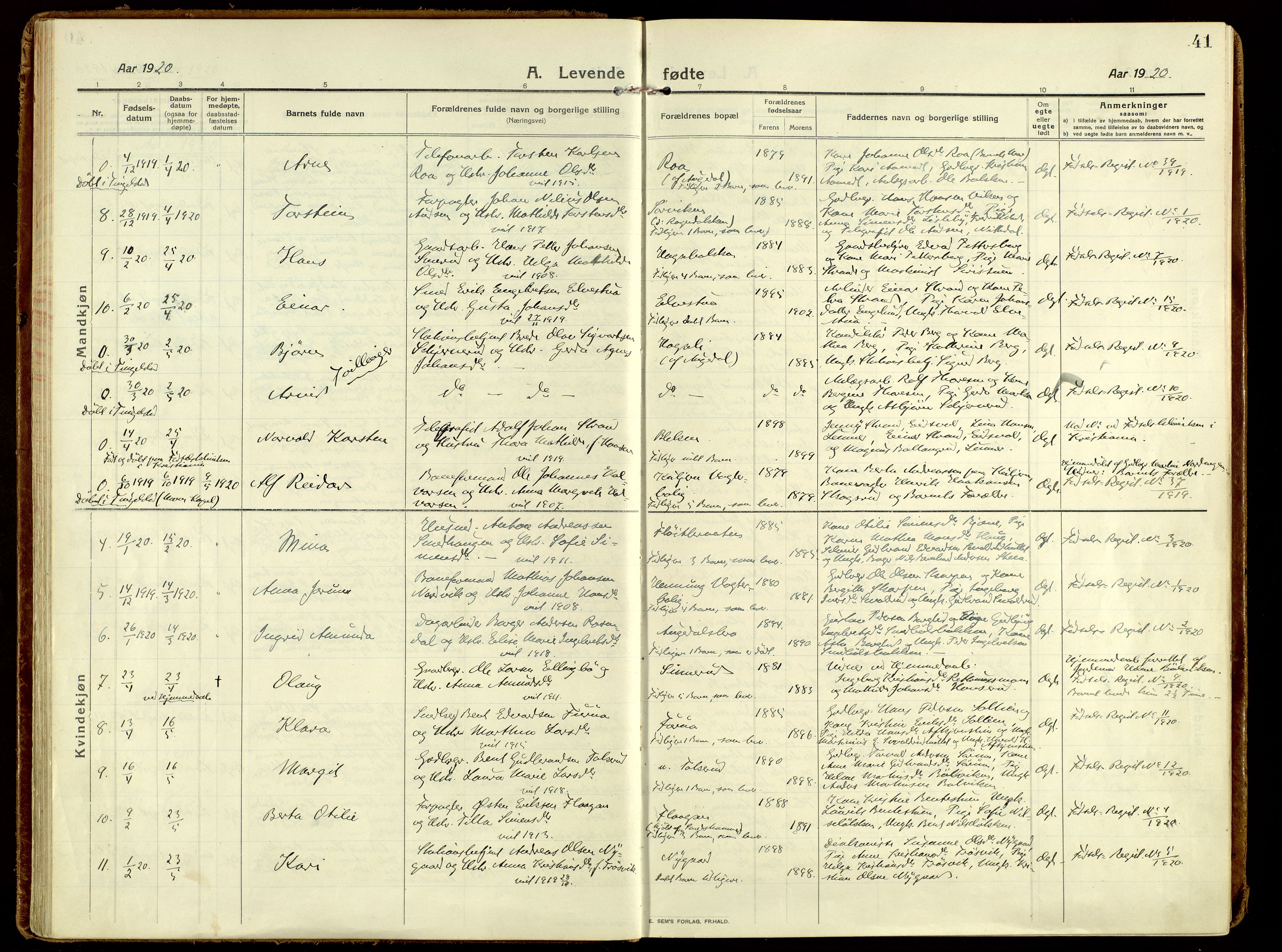 Brandbu prestekontor, SAH/PREST-114/H/Ha/Haa/L0004: Parish register (official) no. 4, 1913-1923, p. 41