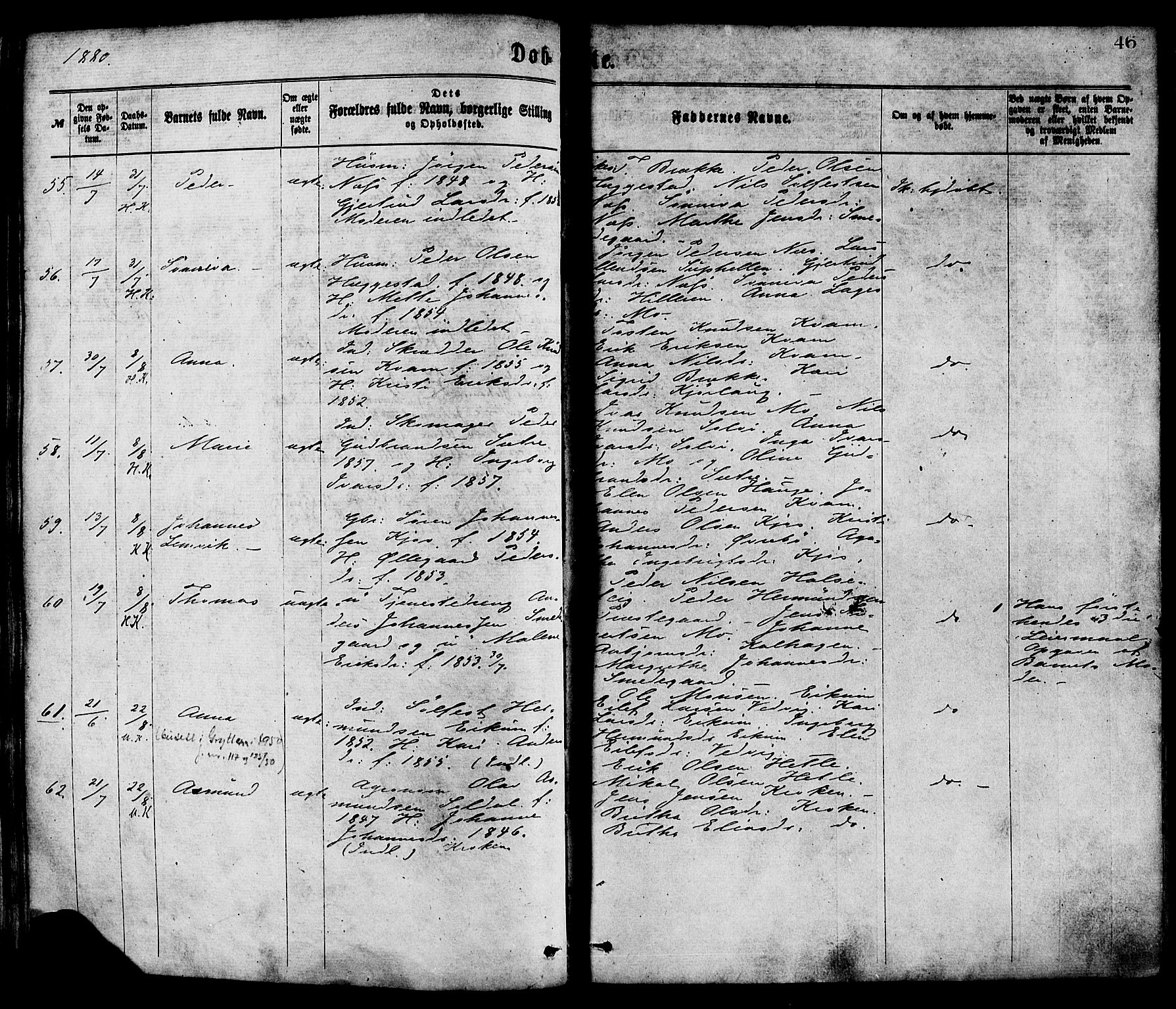 Hafslo sokneprestembete, AV/SAB-A-80301/H/Haa/Haaa/L0011: Parish register (official) no. A 11, 1873-1886, p. 46