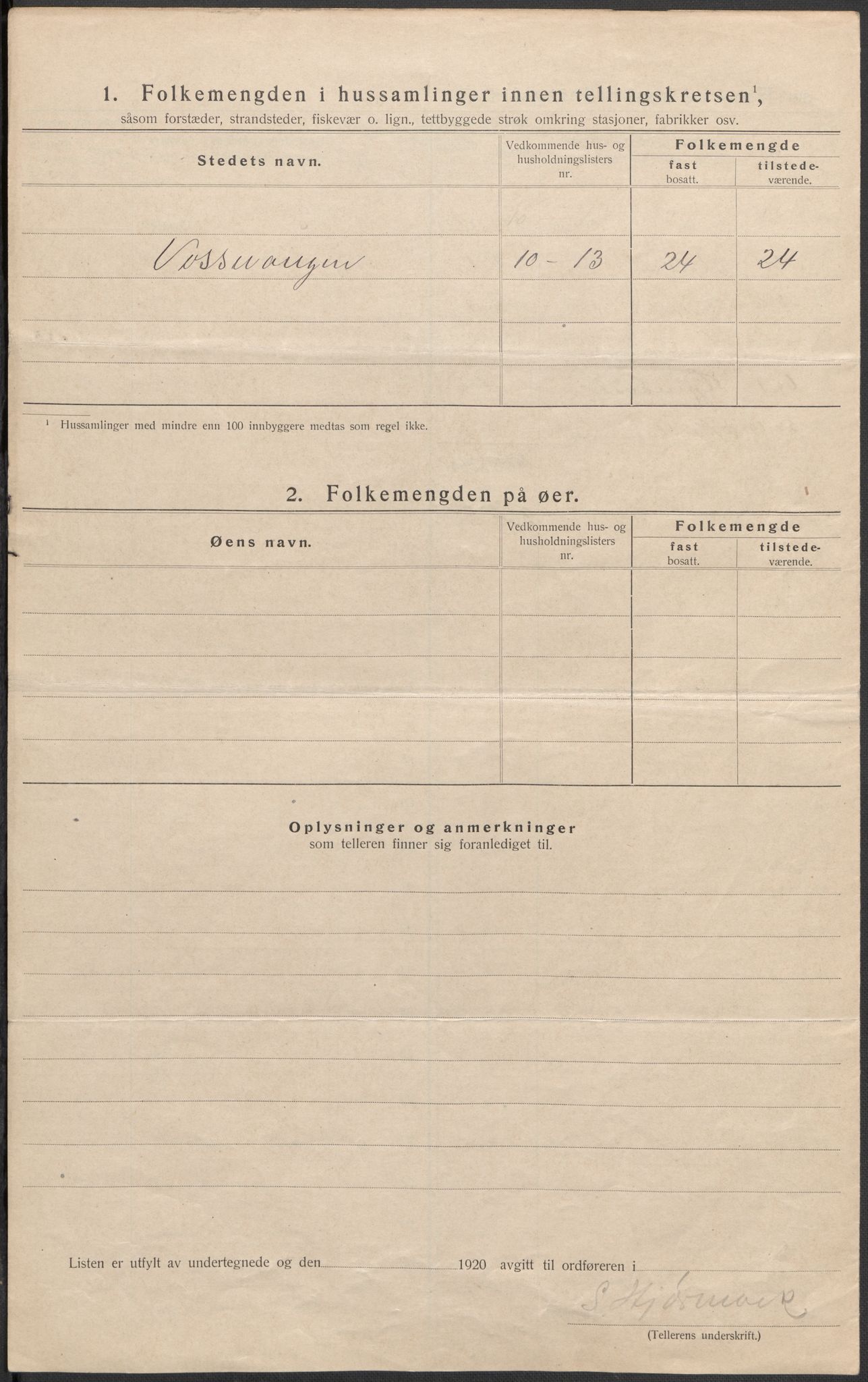 SAB, 1920 census for Voss, 1920, p. 34