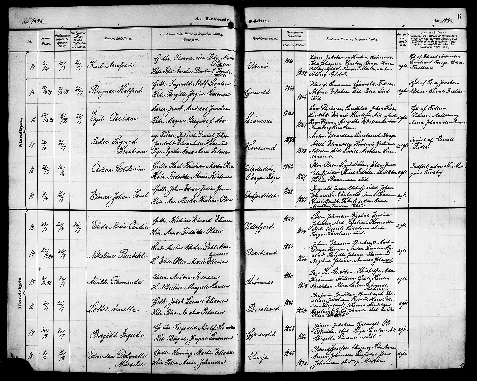 Ministerialprotokoller, klokkerbøker og fødselsregistre - Nordland, AV/SAT-A-1459/876/L1105: Parish register (copy) no. 876C04, 1896-1914, p. 6