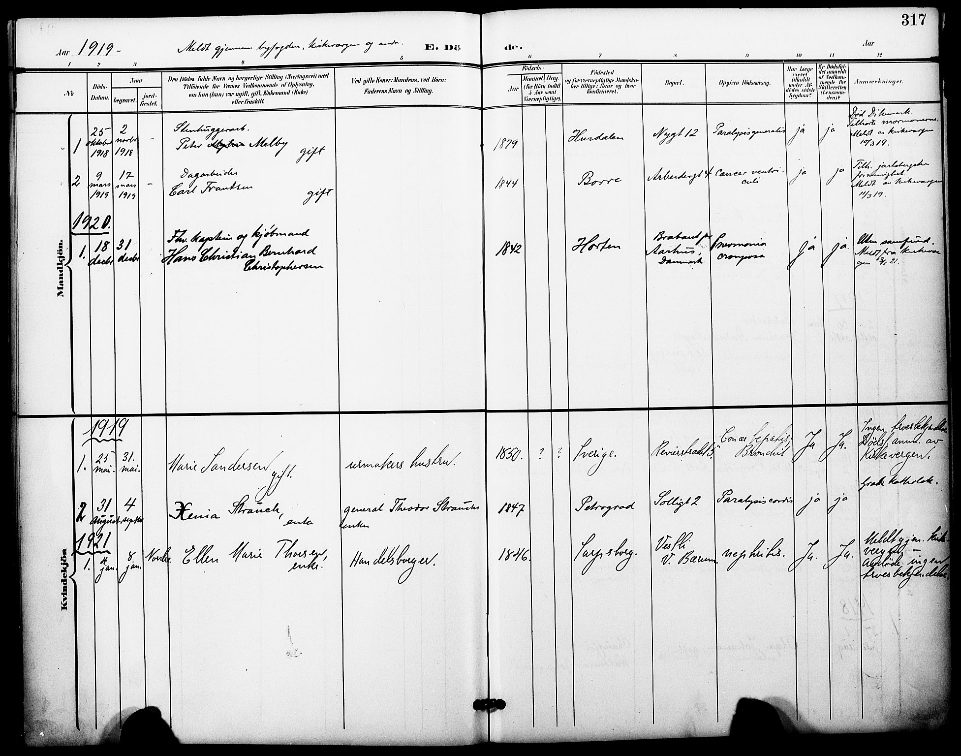 Oslo domkirke Kirkebøker, AV/SAO-A-10752/F/Fa/L0036: Parish register (official) no. 36, 1901-1919, p. 317