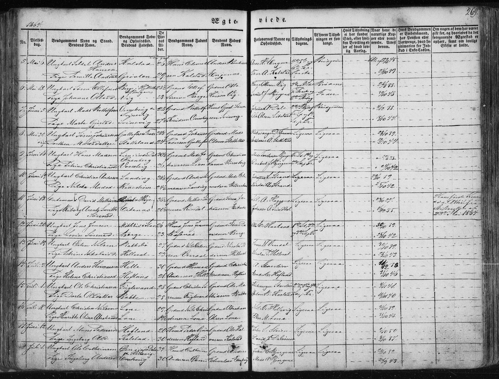 Fjaler sokneprestembete, SAB/A-79801/H/Haa/Haaa/L0006: Parish register (official) no. A 6, 1835-1884, p. 269